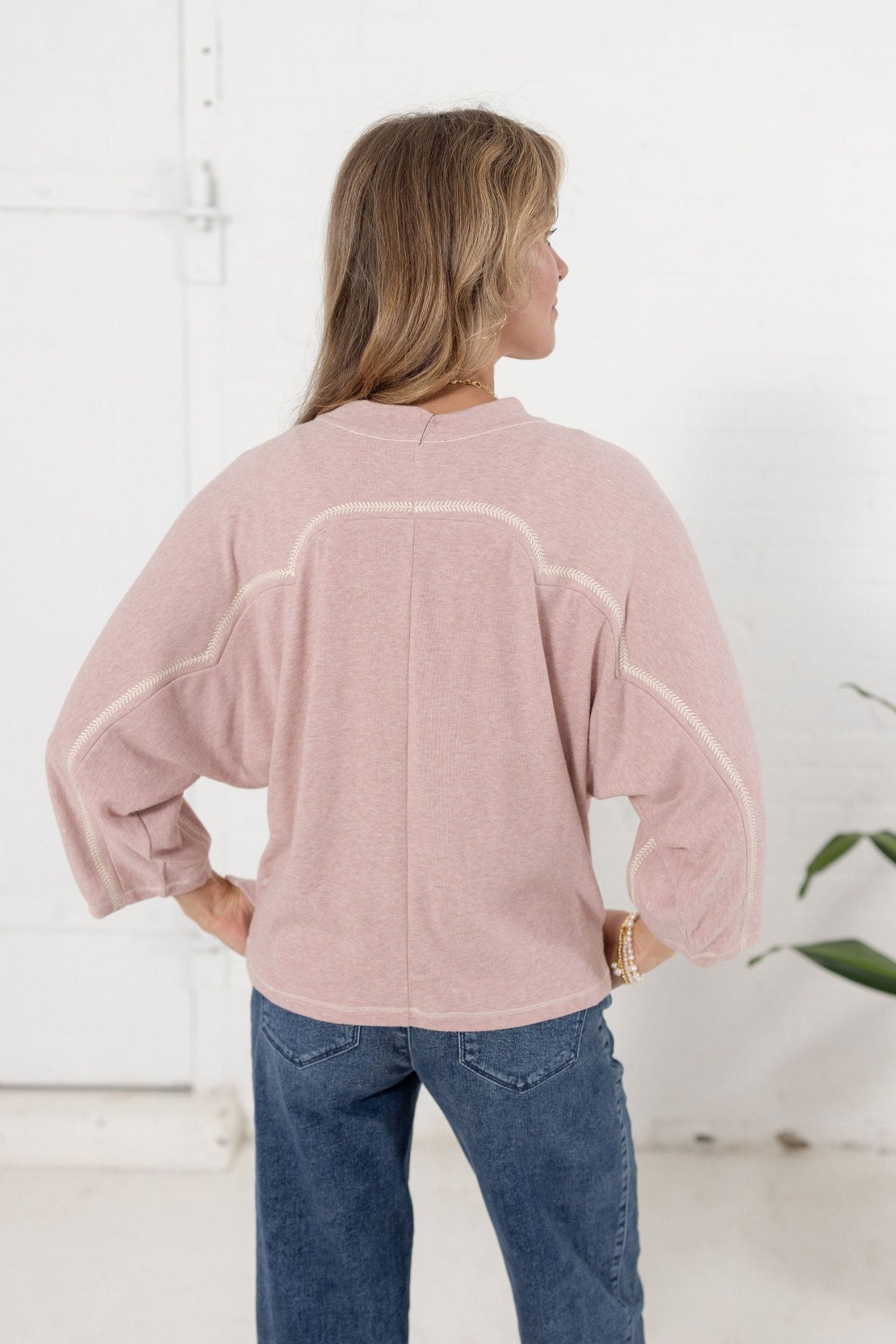 Dolman Sleeve Top With Embroidery Detail - Mainstream Boutique