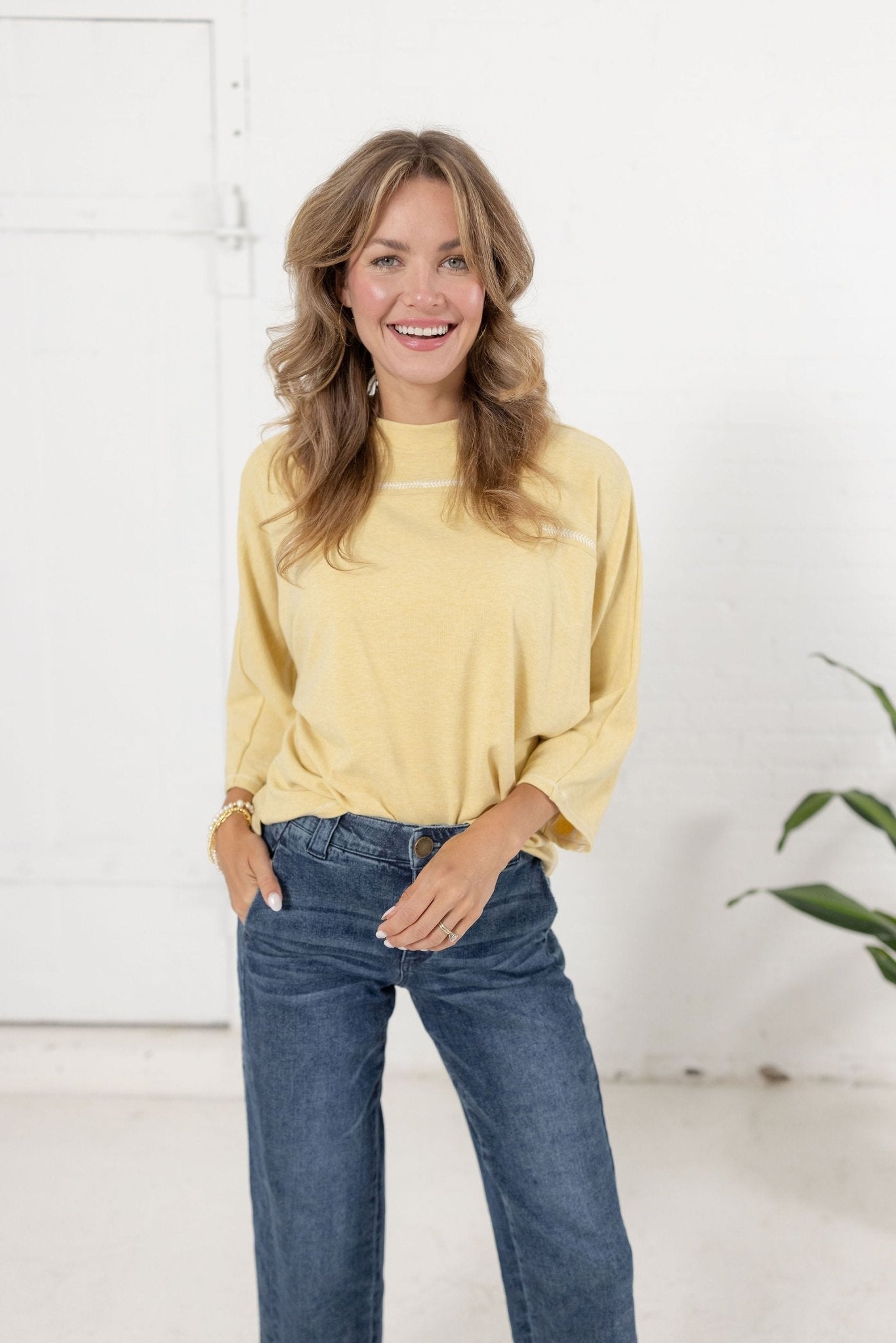 Dolman Sleeve Top With Embroidery Detail - Mainstream Boutique
