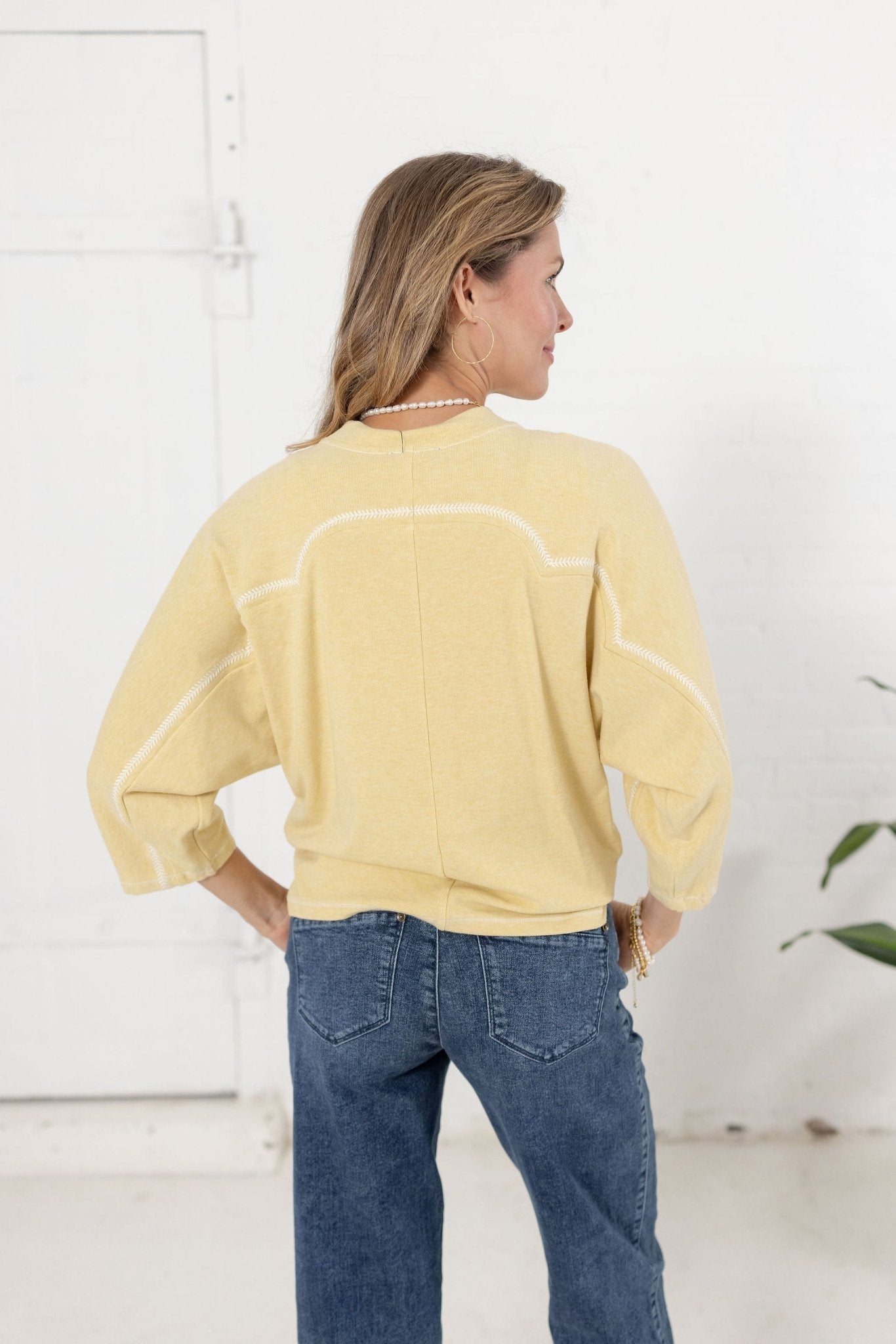 Dolman Sleeve Top With Embroidery Detail - Mainstream Boutique