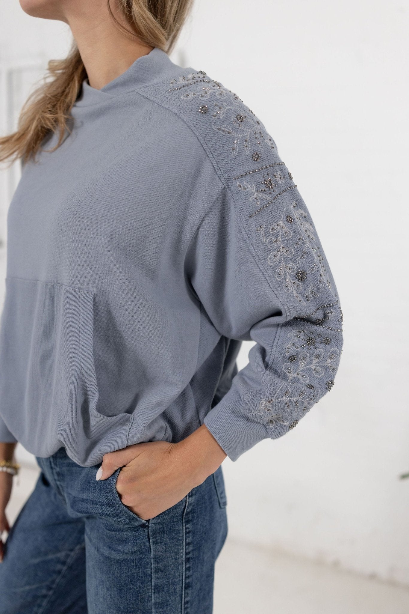 Bubble Hem Mixed Media Top - Mainstream Boutique