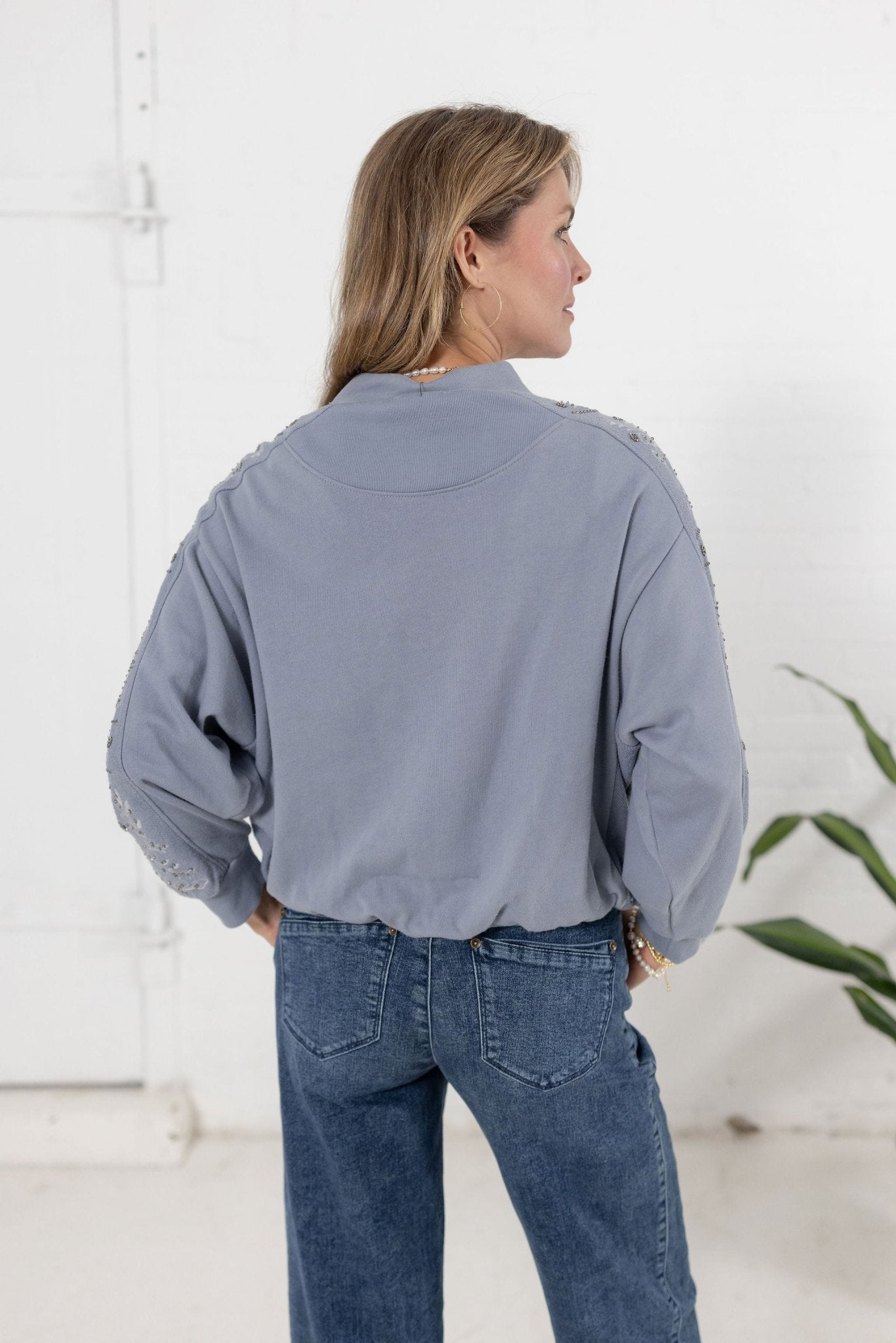 Bubble Hem Mixed Media Top - Mainstream Boutique