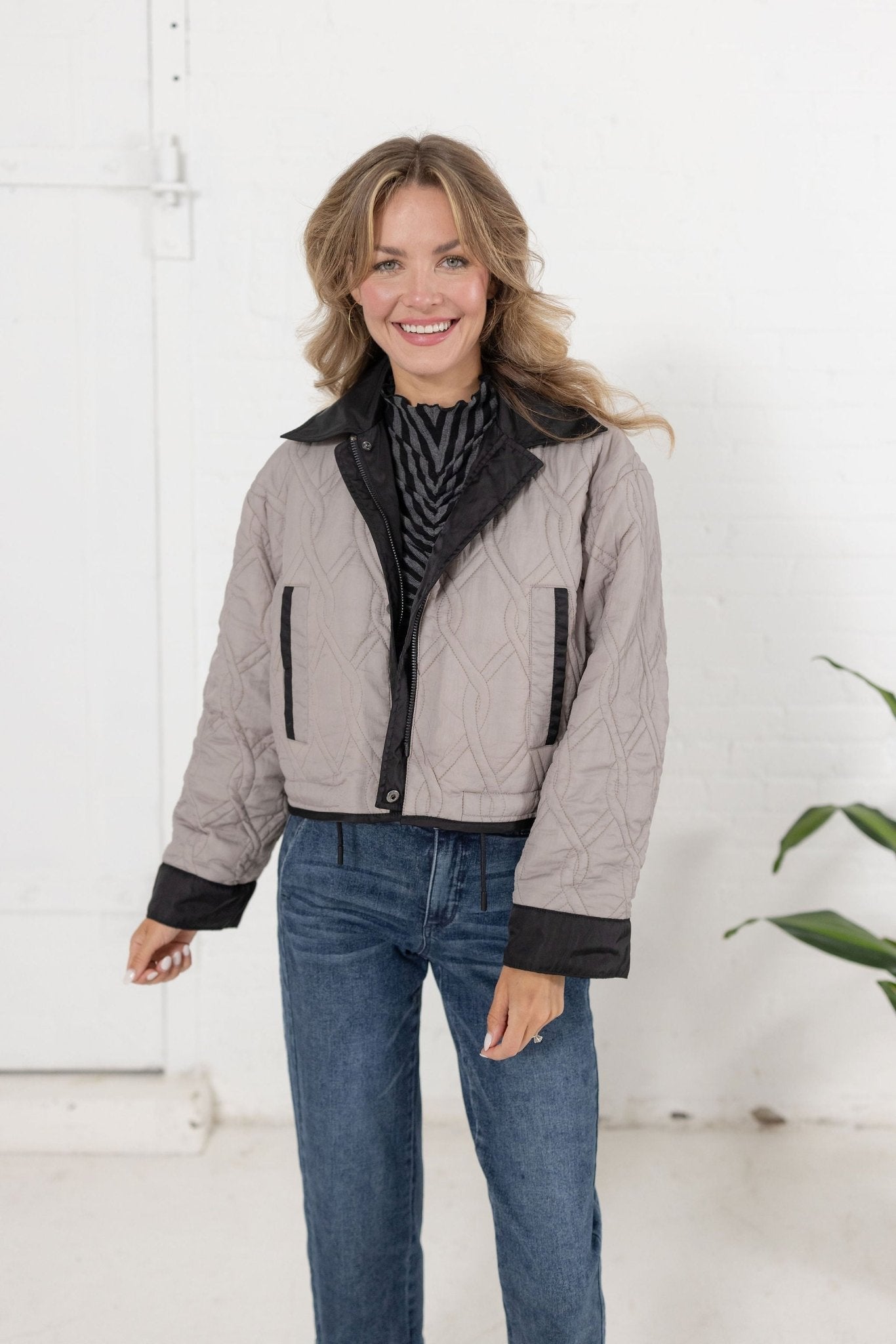 Cropped Reversible Jacket W/ Oversized Patch Pockets - Mainstream Boutique