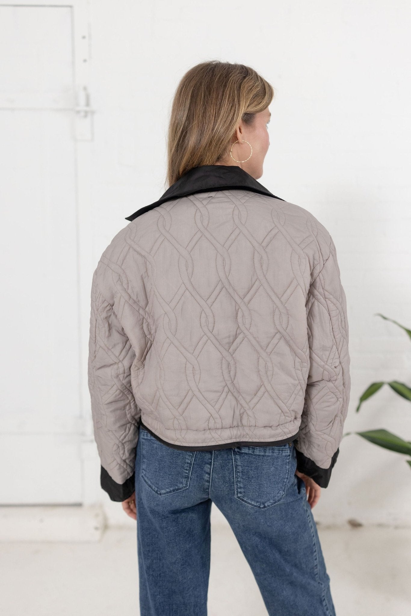 Cropped Reversible Jacket W/ Oversized Patch Pockets - Mainstream Boutique