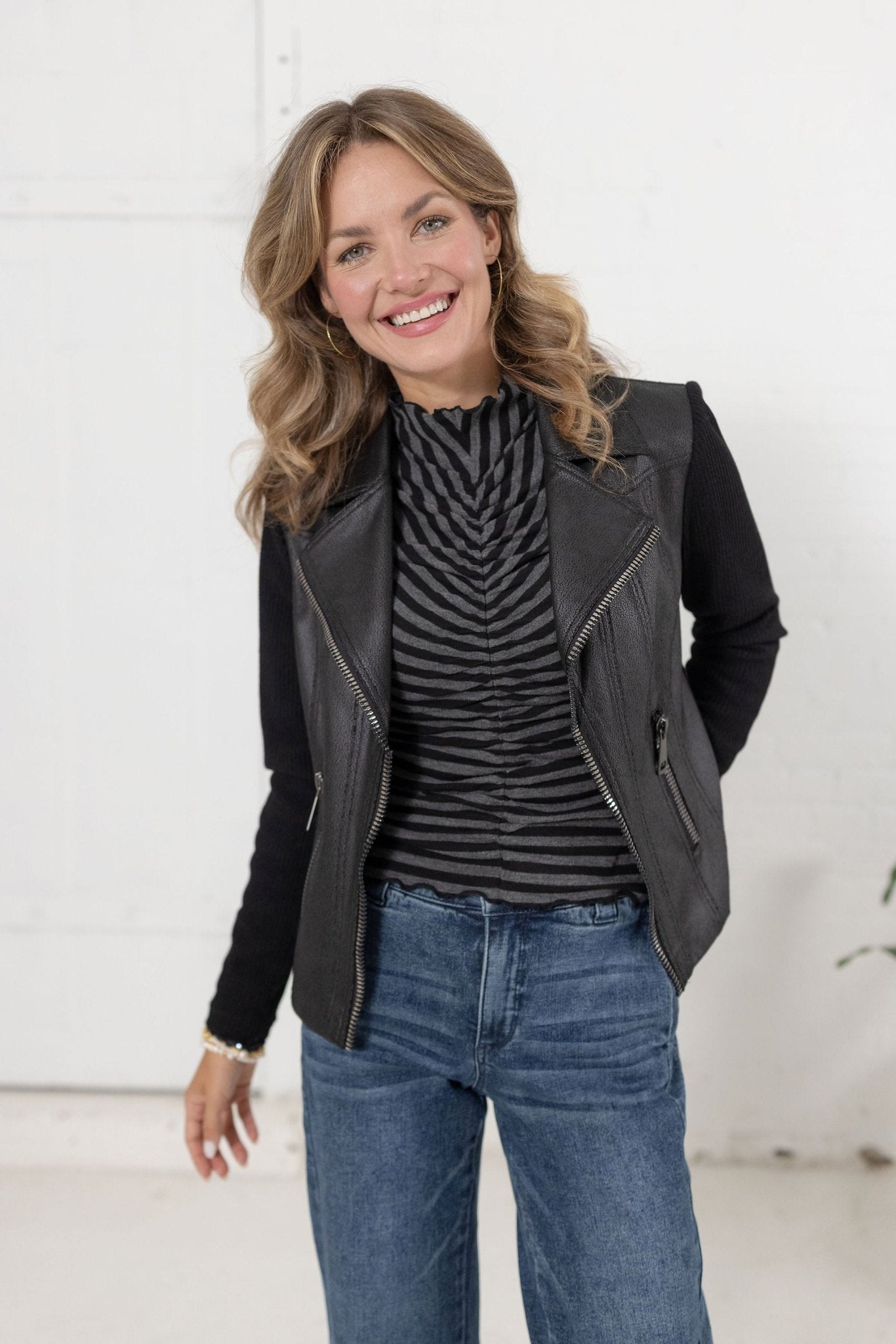 Vintage Leather And Rib Knit Combo Jacket - Mainstream Boutique