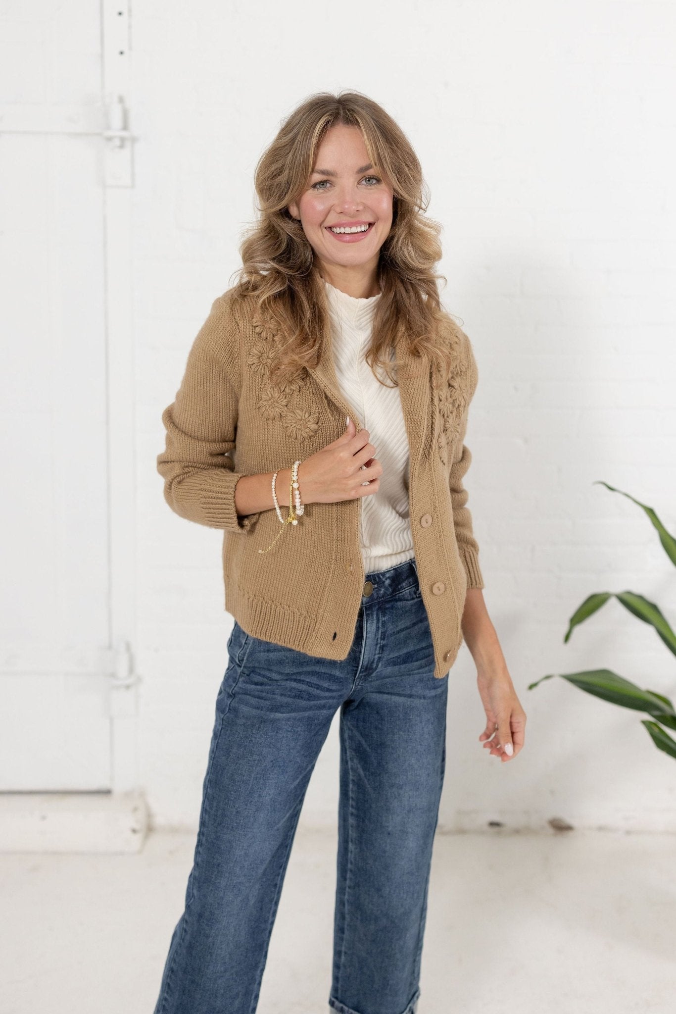Shawl Cardigan W/ Floral Embroidery - Mainstream Boutique