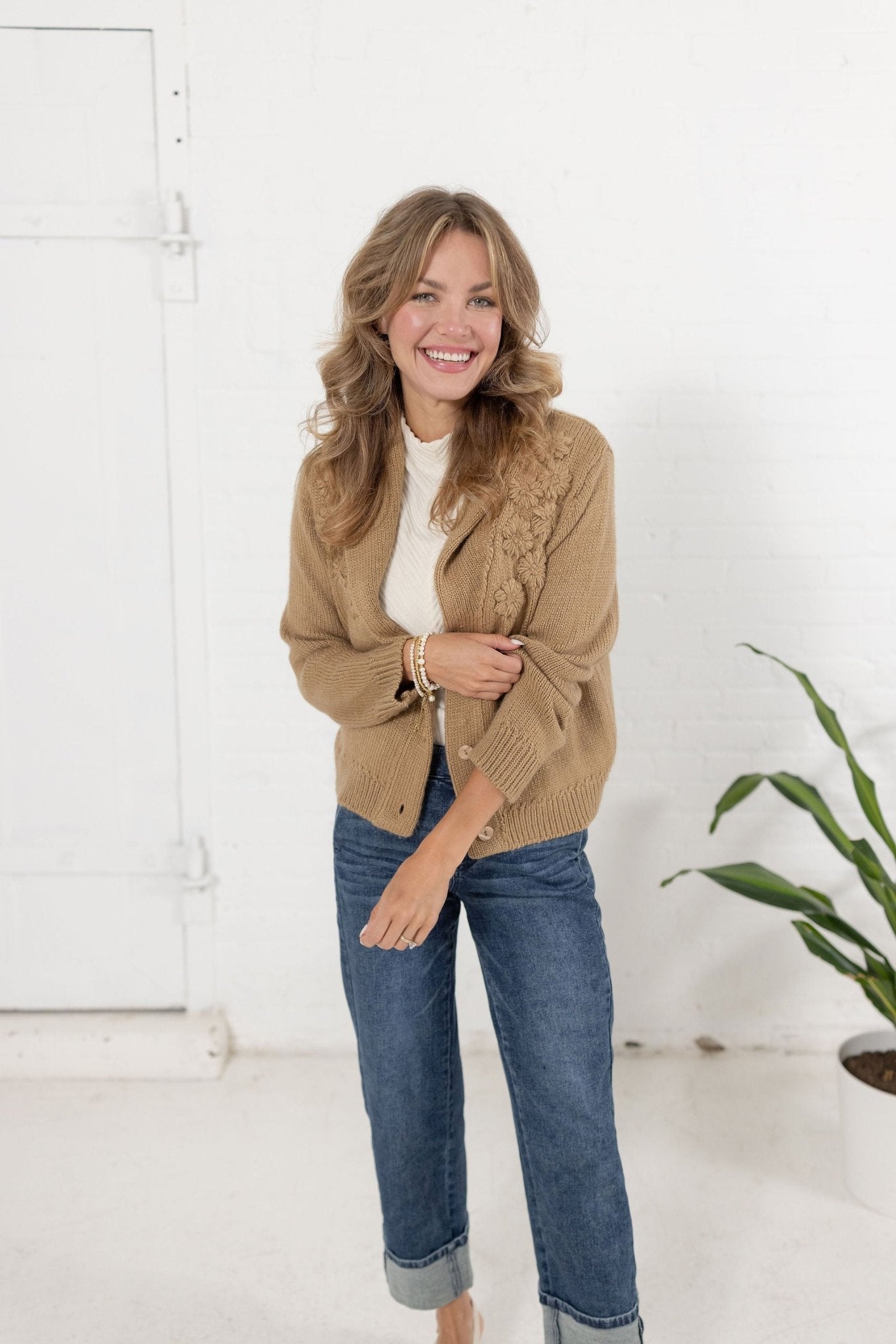 Shawl Cardigan W/ Floral Embroidery - Mainstream Boutique