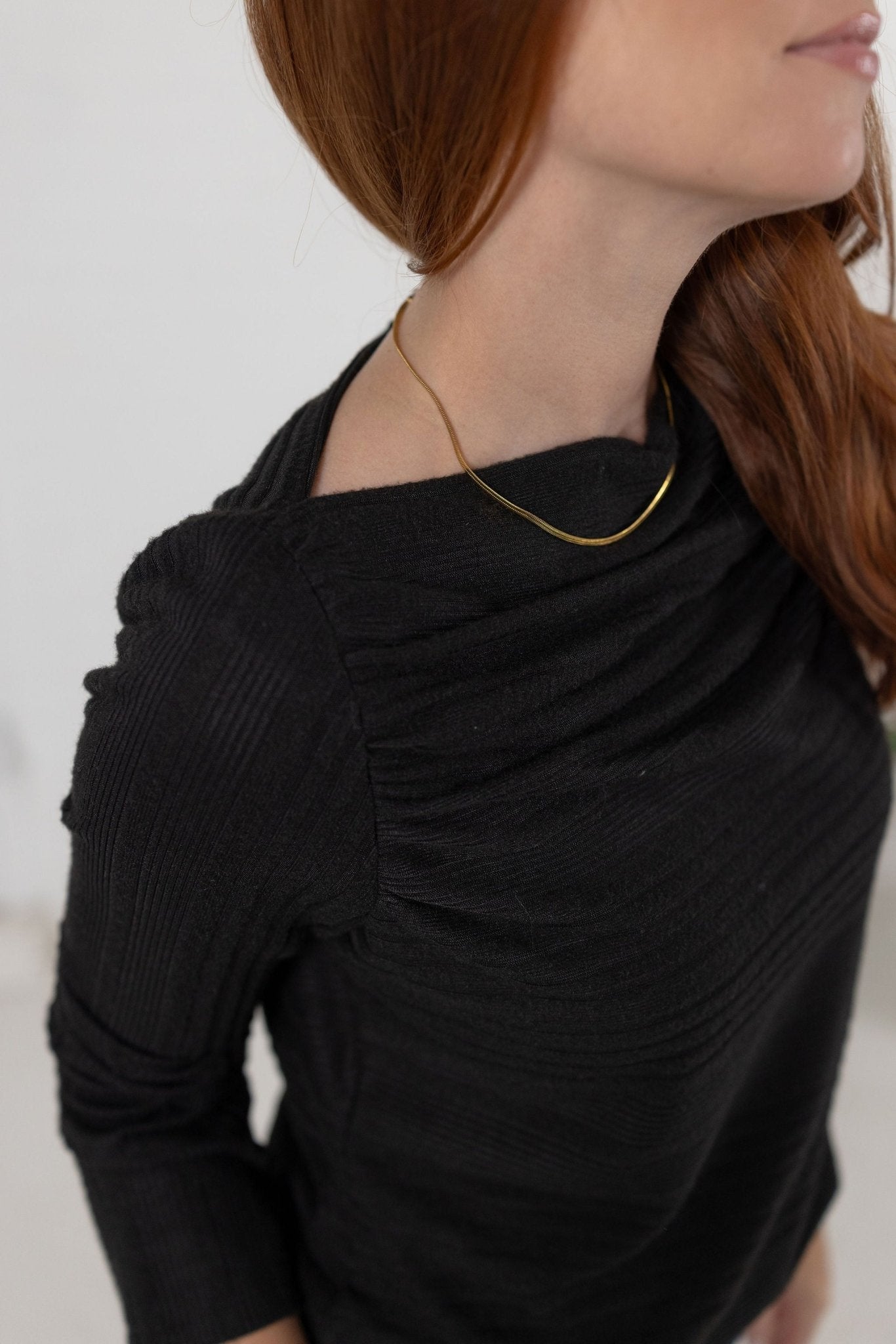 Long Sleeve Drapped Boat Neck Top - Mainstream Boutique