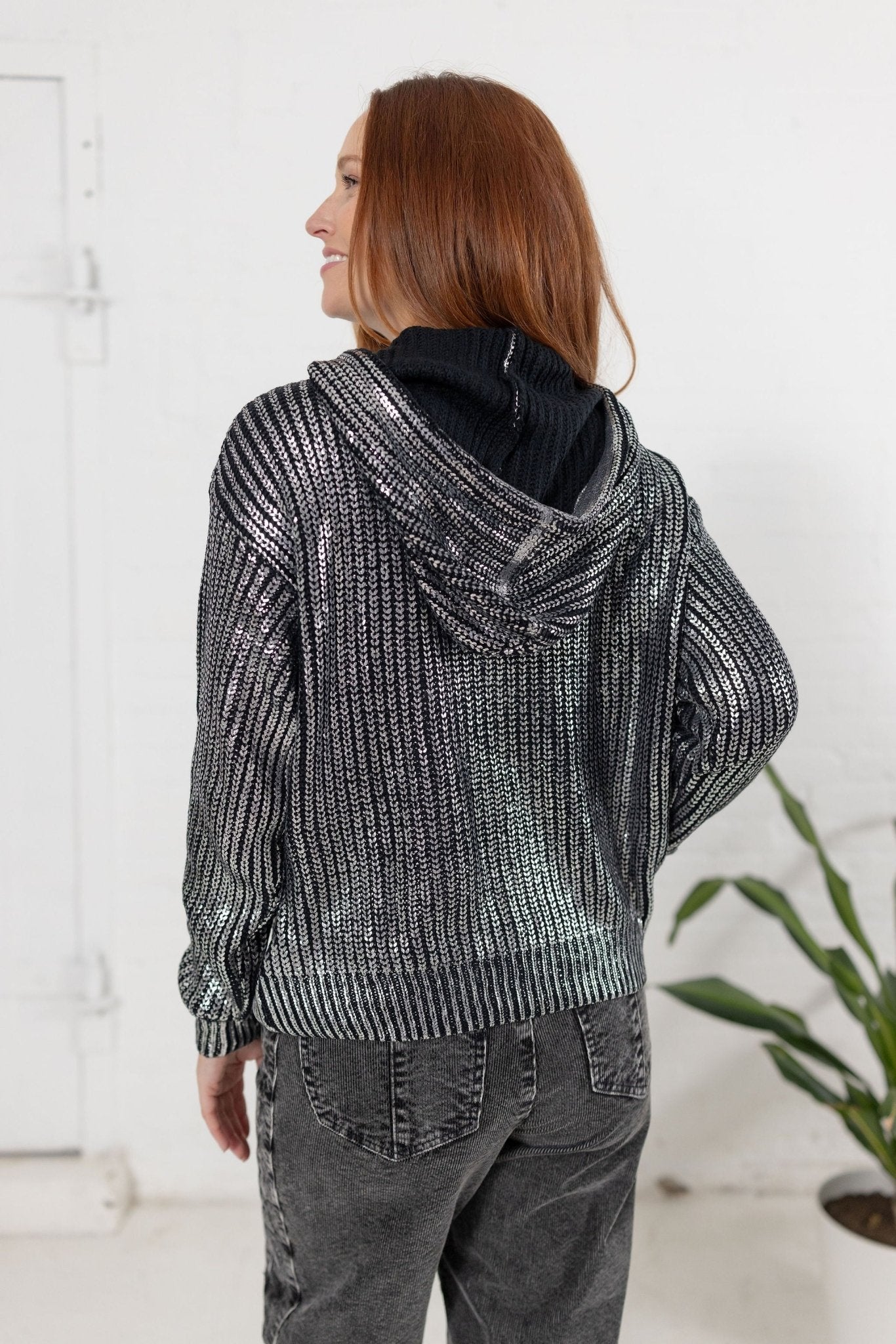 Metallic Sweater Hoodie - Mainstream Boutique