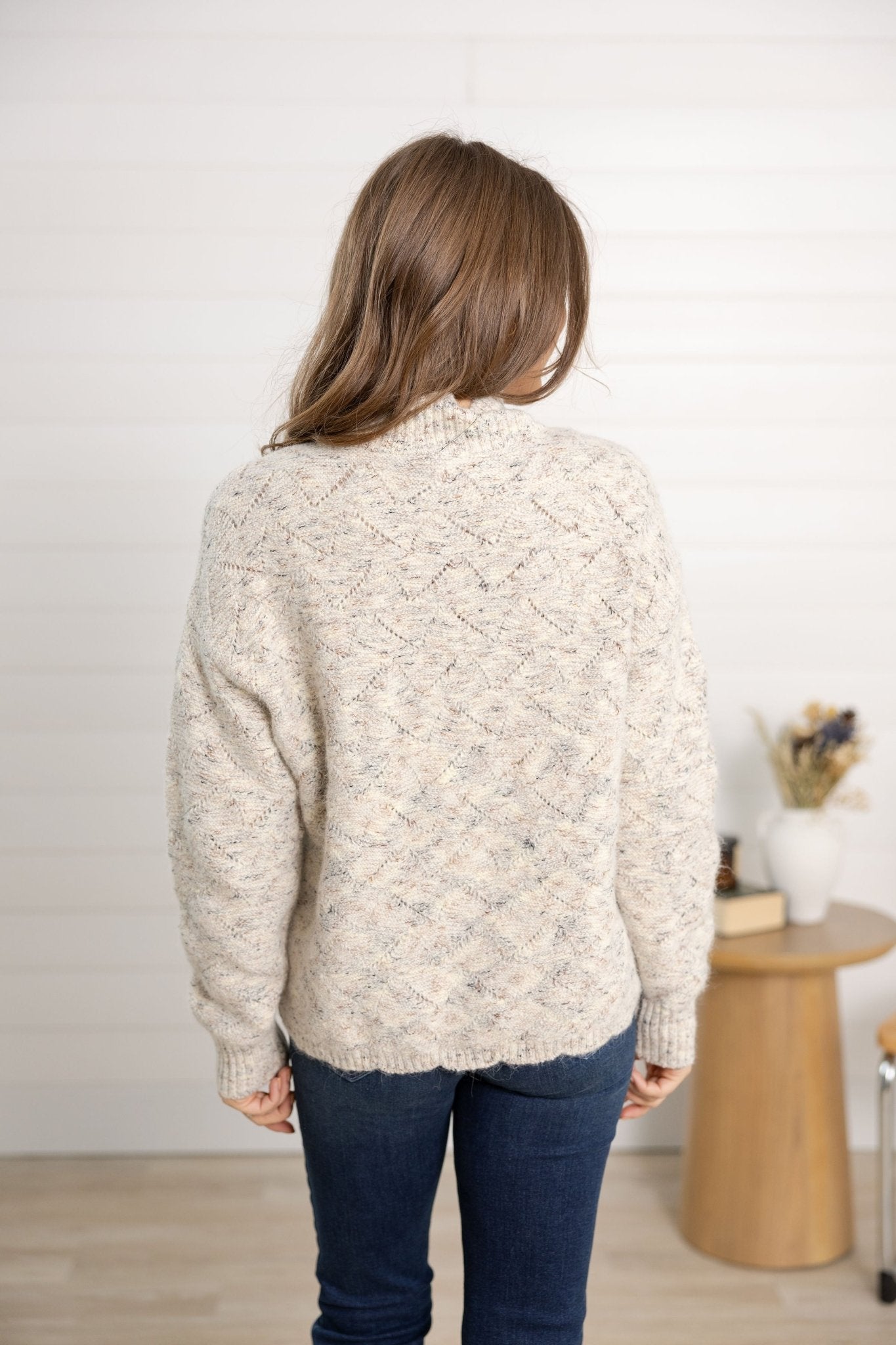 MB Textured Mock Neck Heathered Sweater - Mainstream Boutique