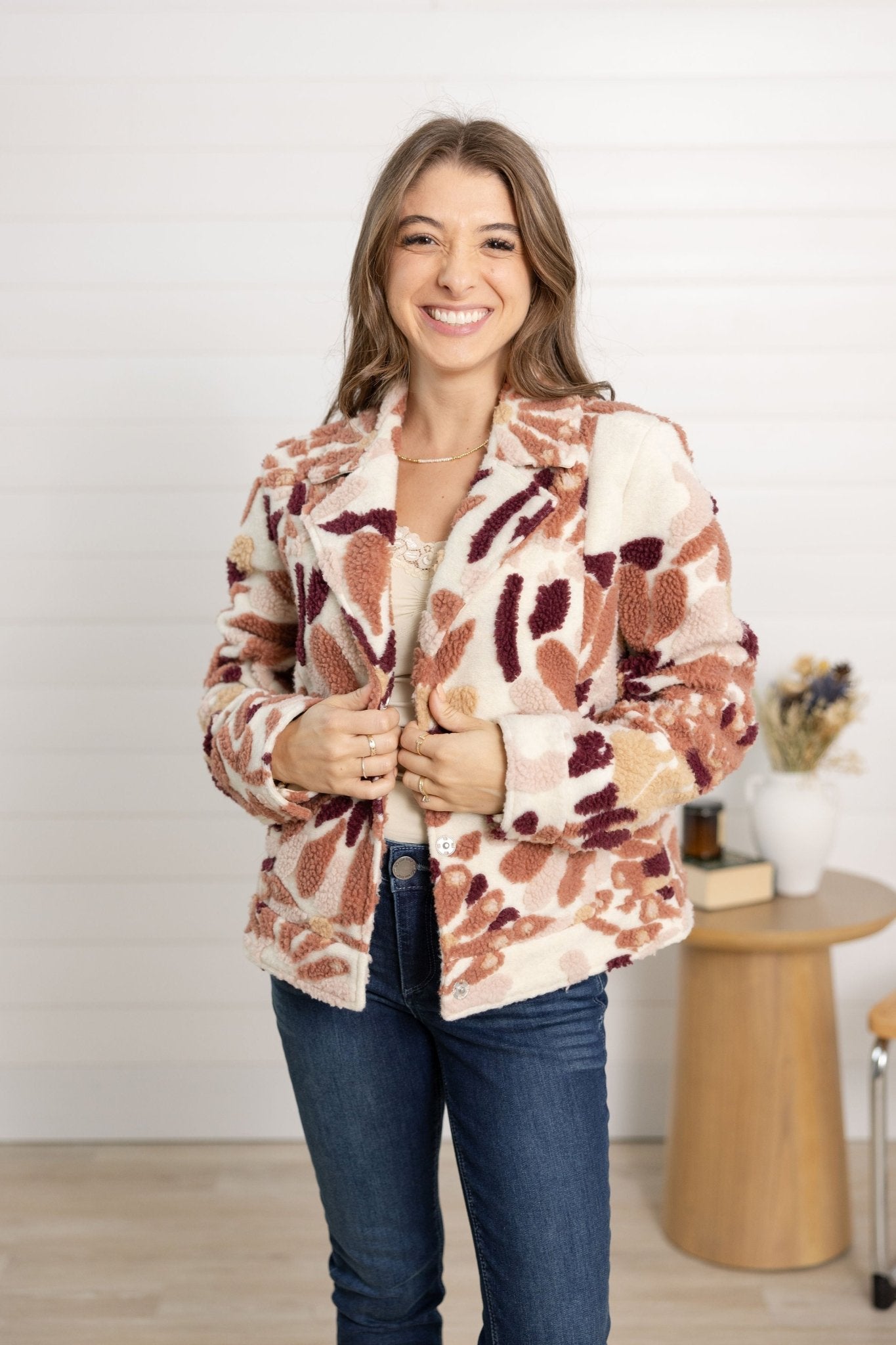 Charlie B Sherpa Flocked Jacket - Mainstream Boutique