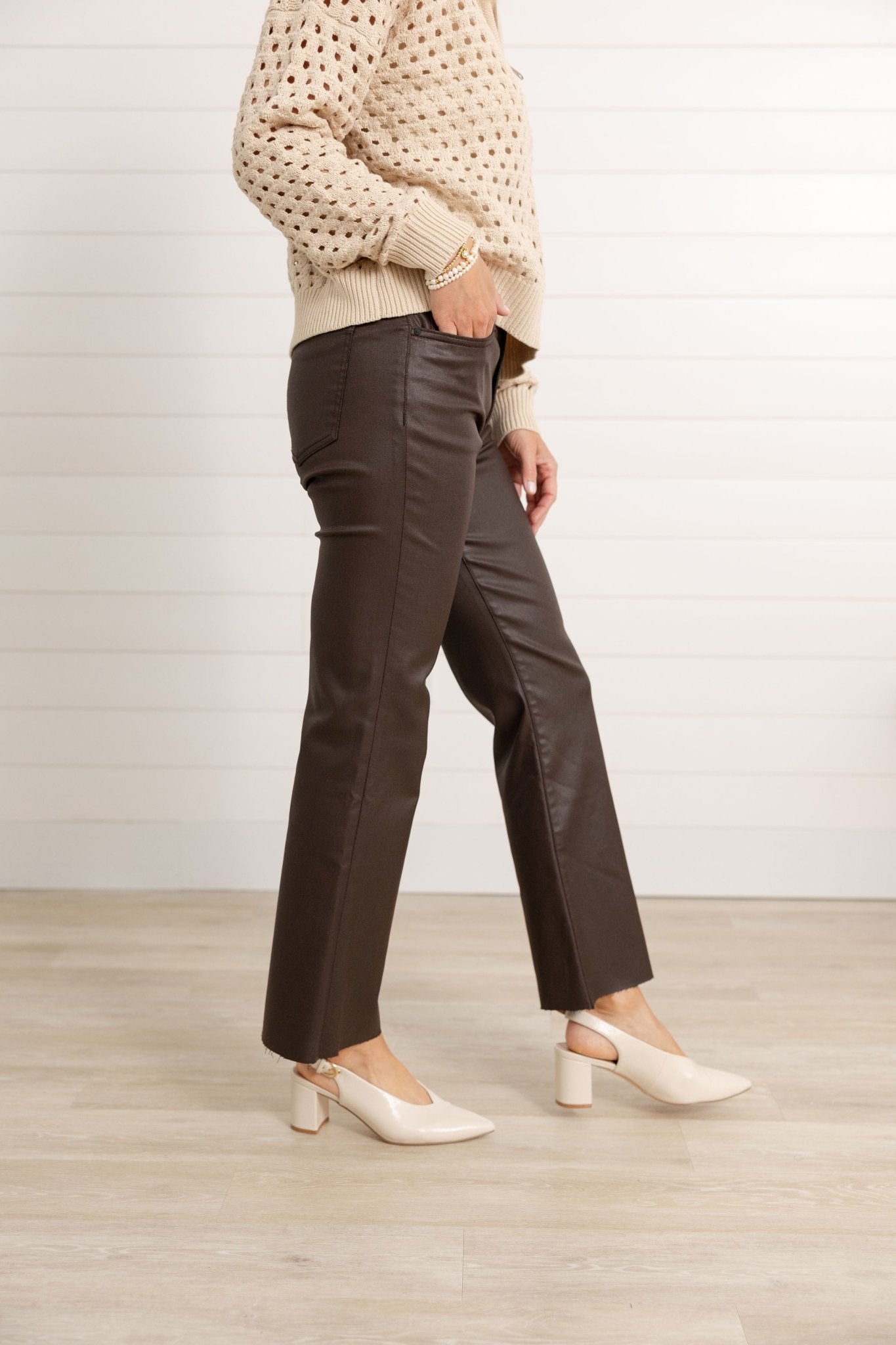 KUT Kelsey Coated High Rise Ankle Flare - Mainstream Boutique
