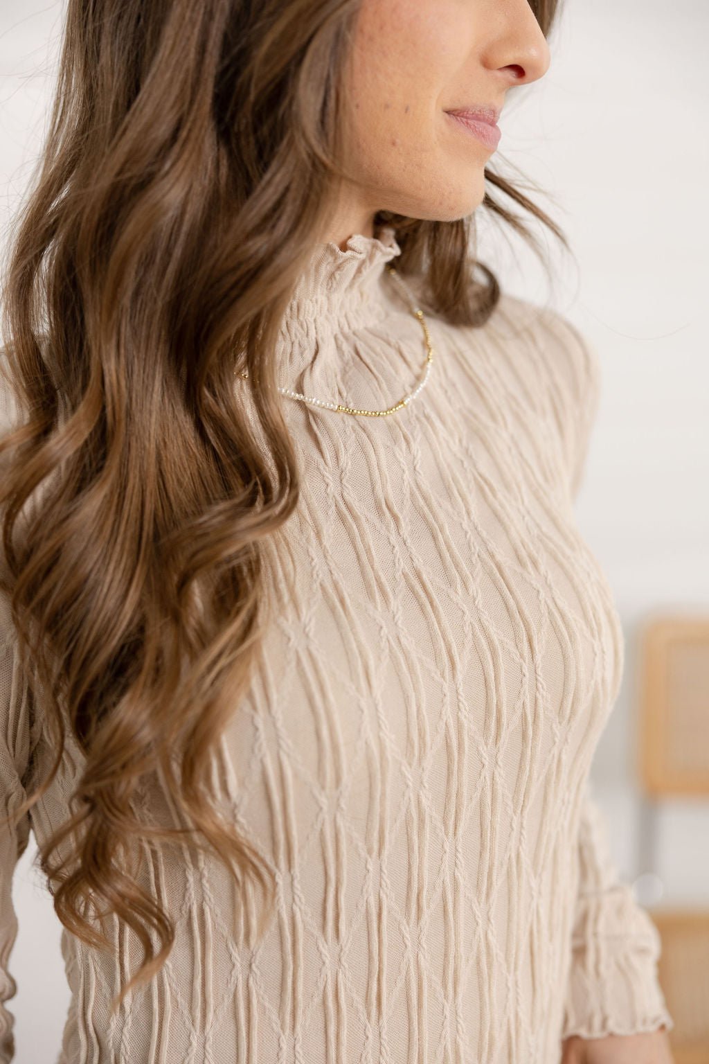 LETTUCE EDGE TEXTURED KNIT TOP - Mainstream Boutique