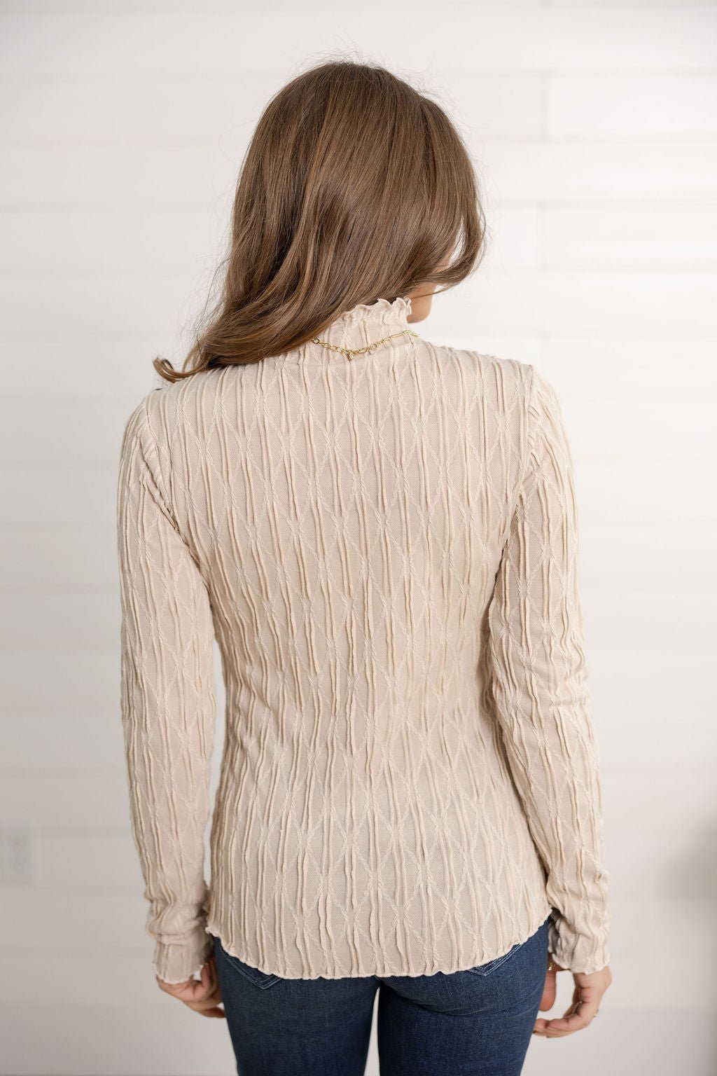 LETTUCE EDGE TEXTURED KNIT TOP - Mainstream Boutique
