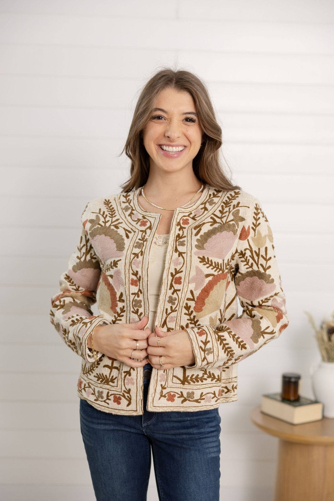 Charlie B Embroidered Basket Weave Jacket - Mainstream Boutique