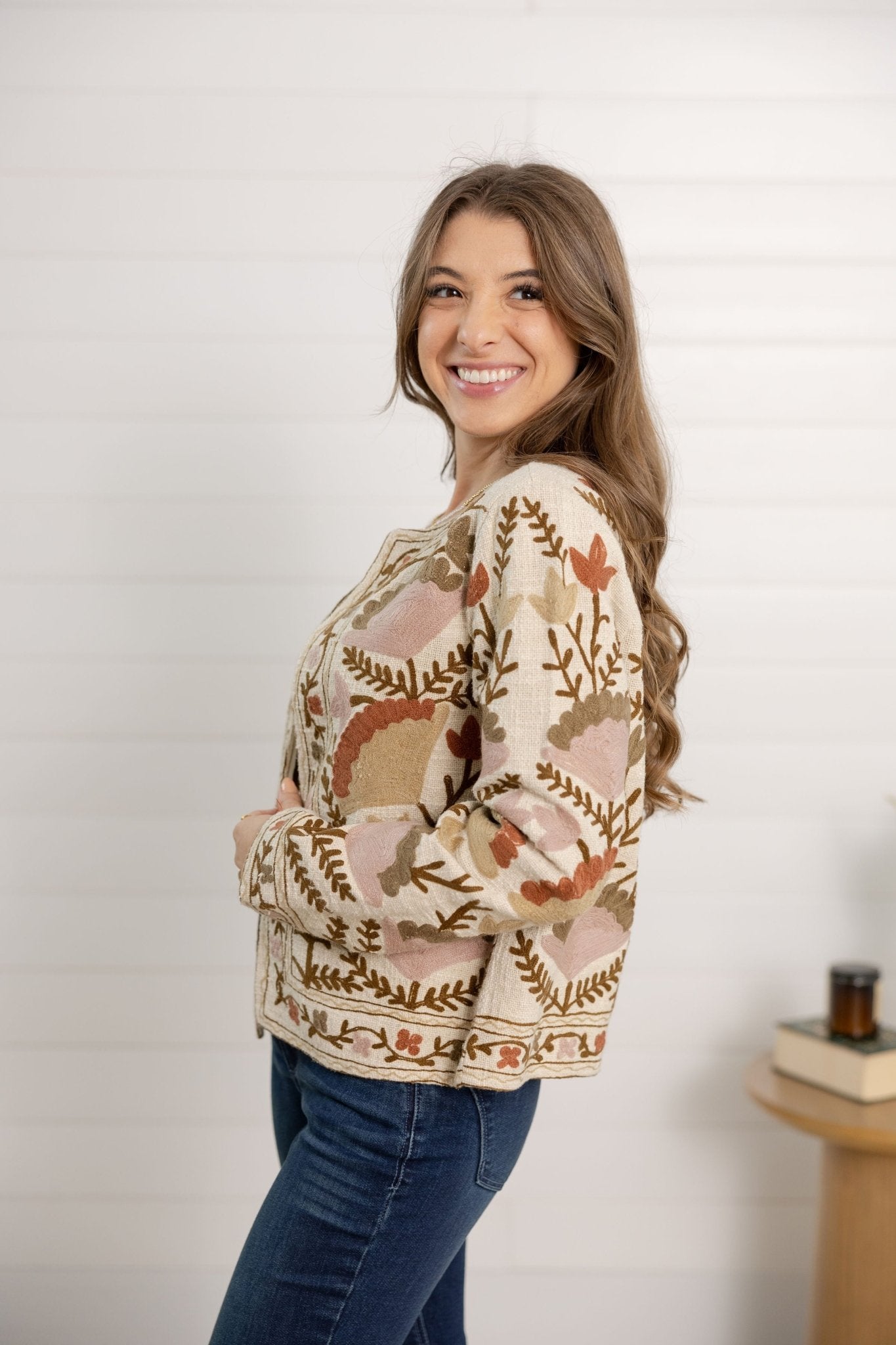 Charlie B Embroidered Basket Weave Jacket - Mainstream Boutique