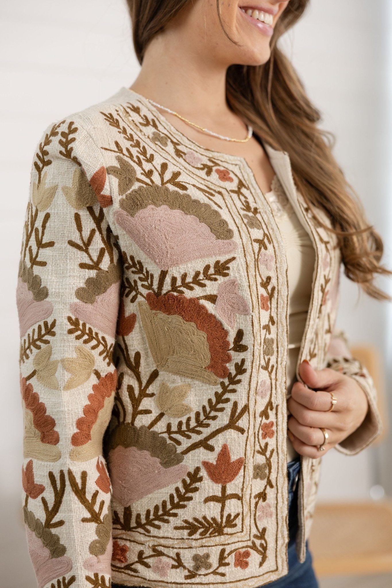 Charlie B Embroidered Basket Weave Jacket - Mainstream Boutique