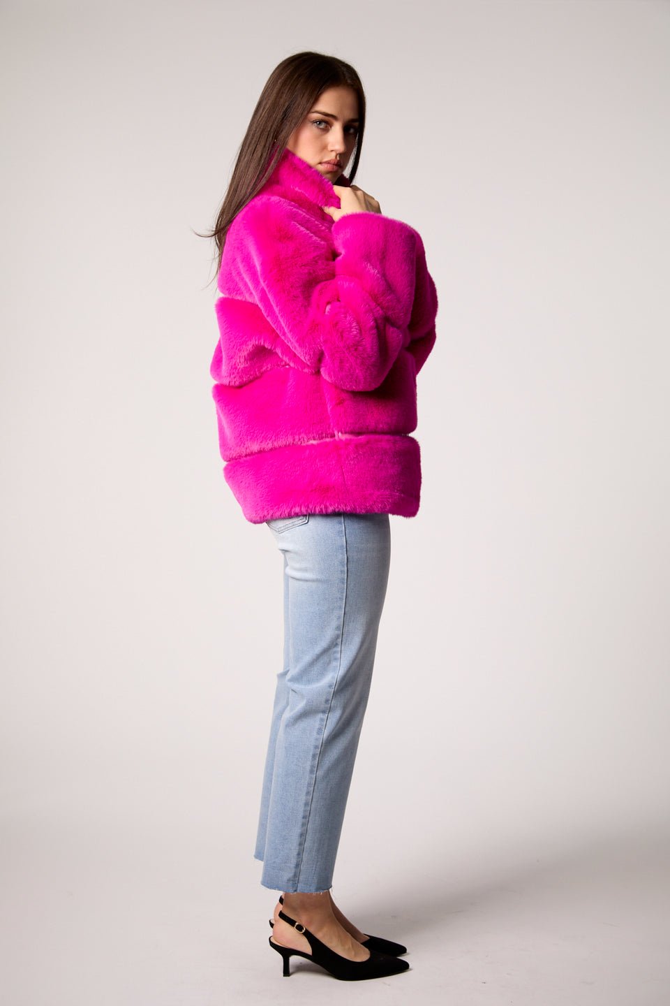 Blue Revival Mob Wife Unreal Fur Jacket - Hot Pink - Mainstream Boutique