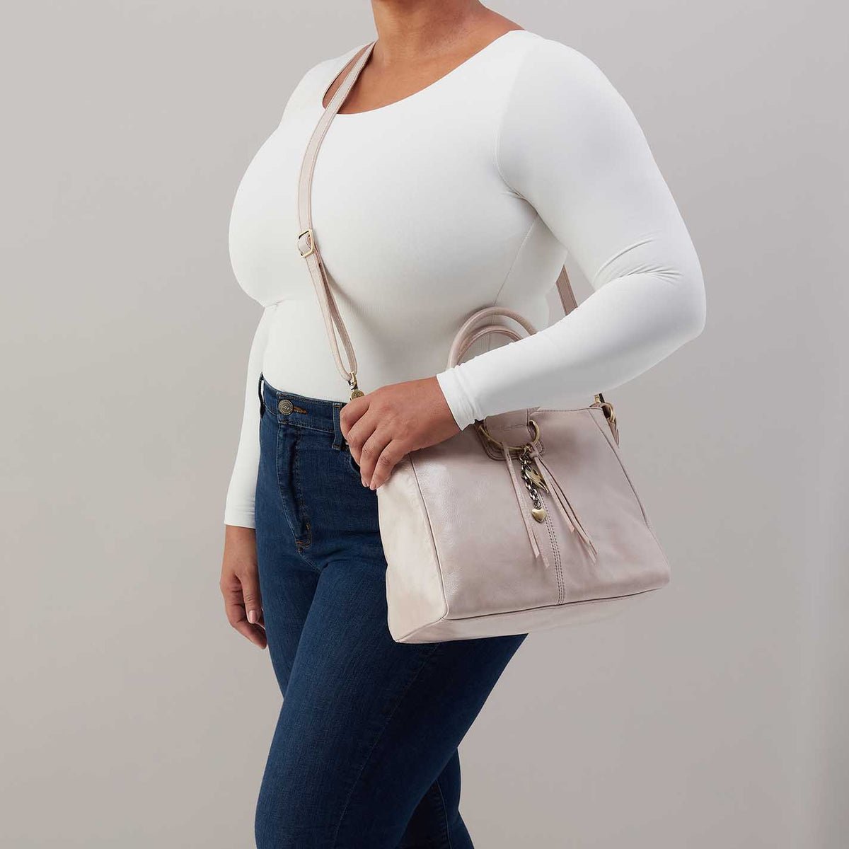 HOBO Sheila Medium Satchel - Stone Gloss - Mainstream Boutique