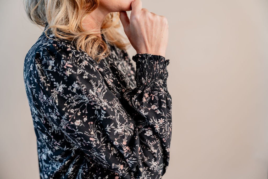 Smocked Hem Floral Print Top - Mainstream Boutique