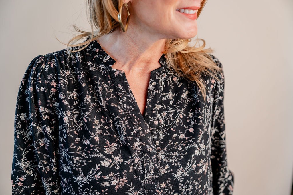 Smocked Hem Floral Print Top - Mainstream Boutique