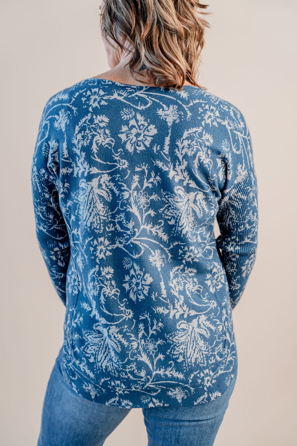Printed Boat Neck Long Sleeve W/ Pockets - Mainstream Boutique