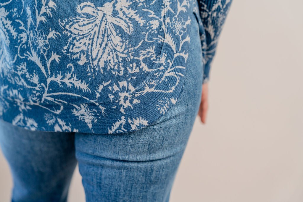 Printed Boat Neck Long Sleeve W/ Pockets - Mainstream Boutique