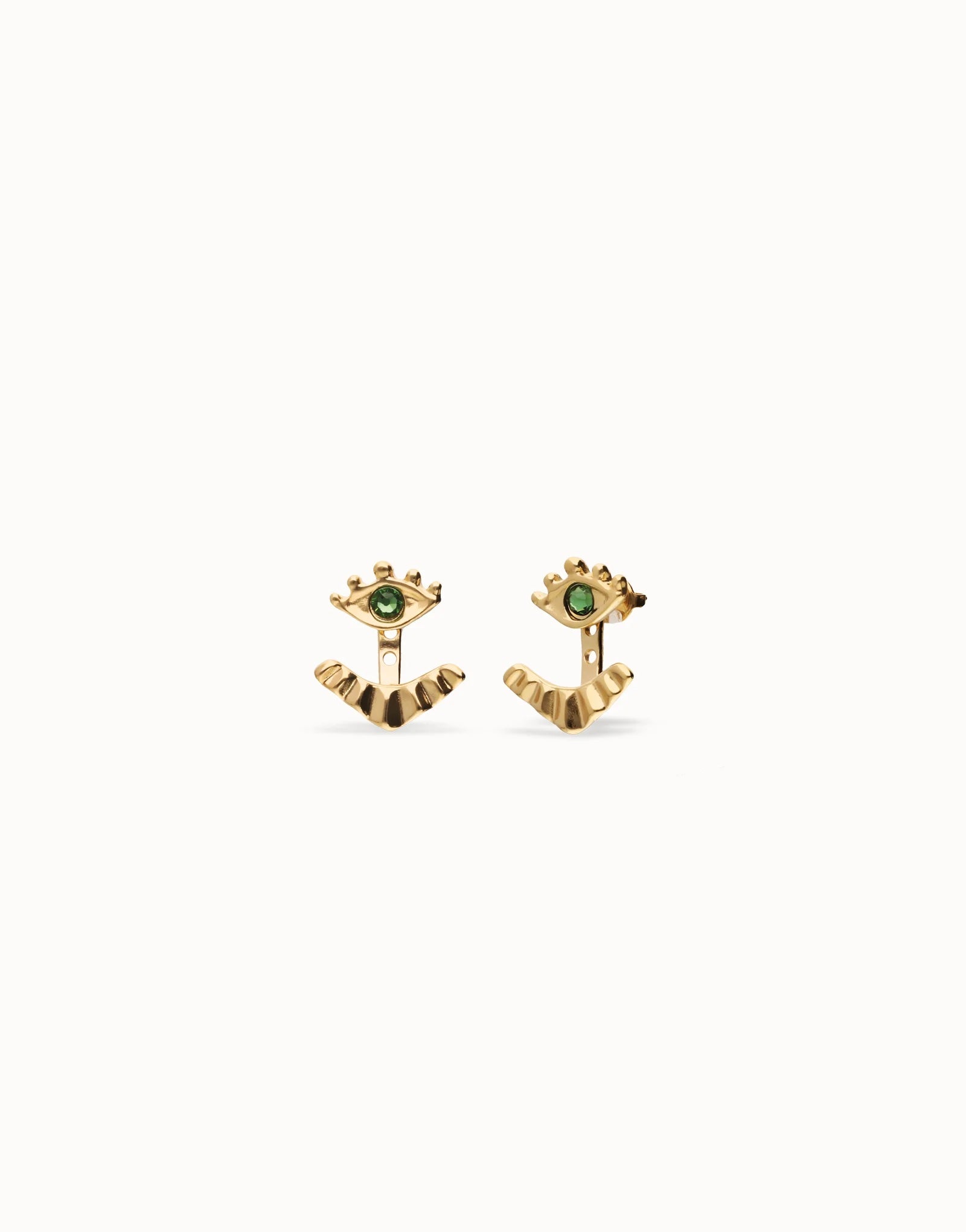 UNOde50 - Eye - shaped Gold Earrings With Verde Crystal - Mainstream Boutique