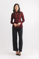 Velvet Burnout Floral Long Sleeve Top - Mainstream Boutique
