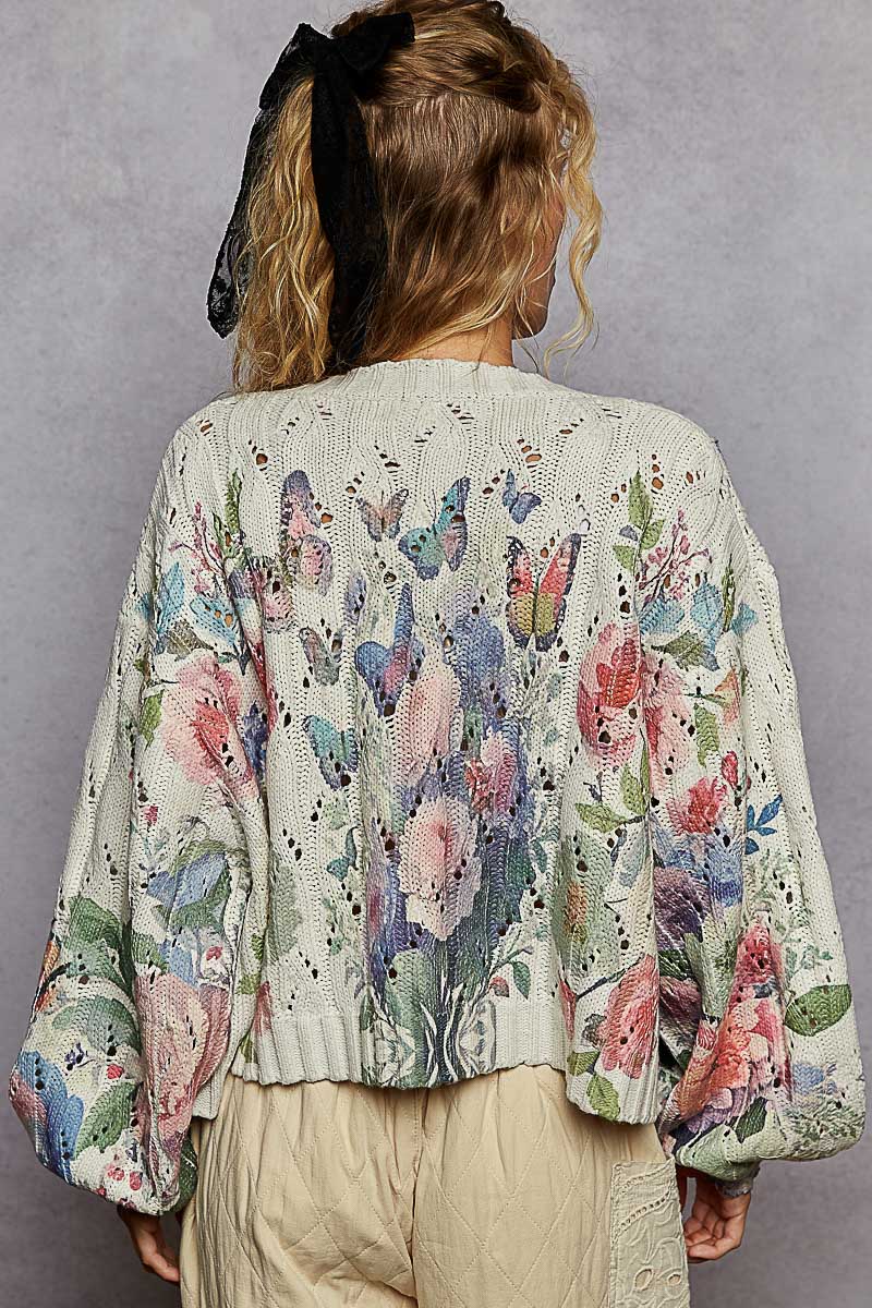 Balloon Sleeve Butterfly Cardigan - Mainstream Boutique