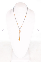 crystal and bead necklace long lariat style.