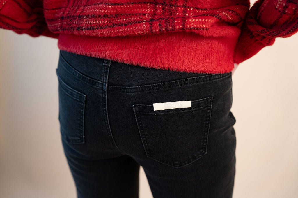 Straight Leg Denim Pants W/ Rhinestones - Mainstream Boutique