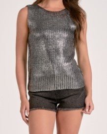 Shimmer Metallic Ribbed Holiday Tank Sweater - Mainstream Boutique