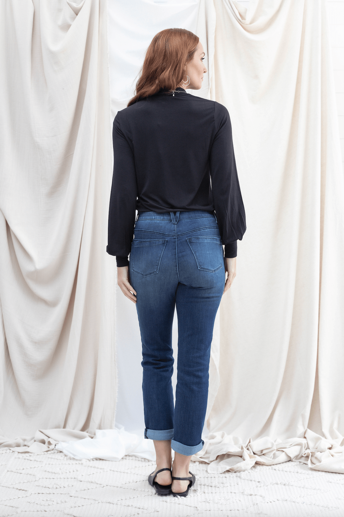 Button Fly Boyfriend W/ Roll Cuff Hem - Mainstream Boutique