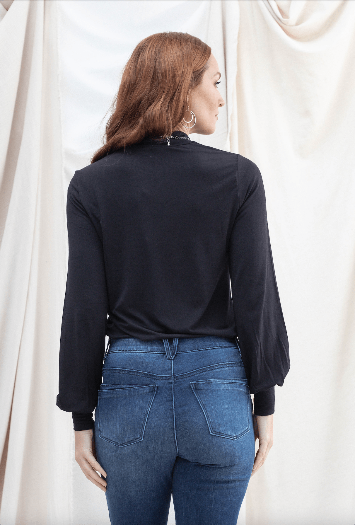 Cut Out Mock Neck Long Sleeve Top - Mainstream Boutique