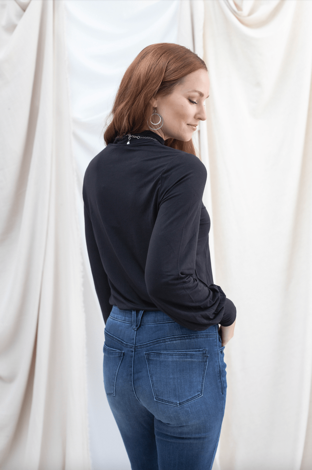 Cut Out Mock Neck Long Sleeve Top - Mainstream Boutique
