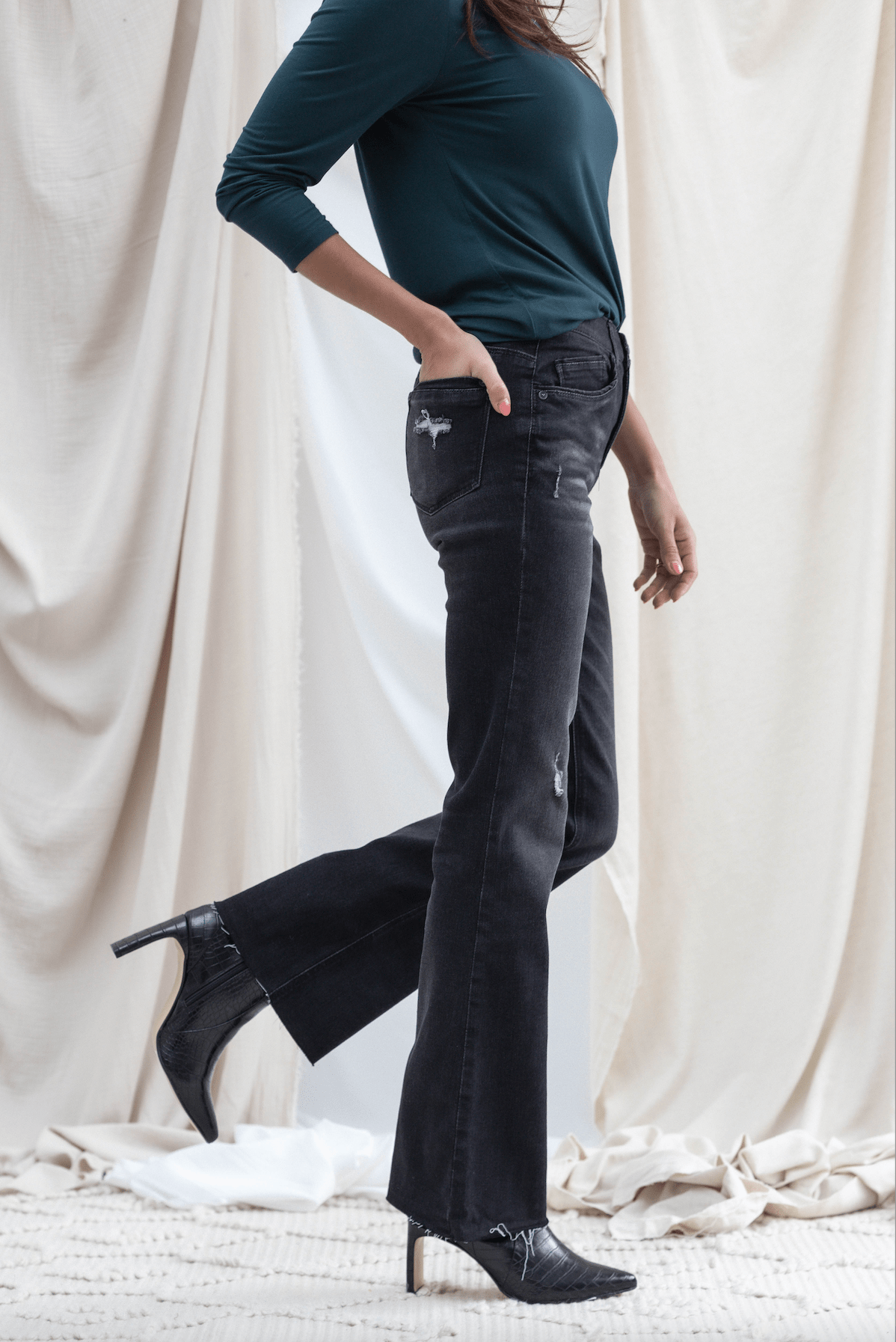 Black Vintage Boot With Raw Hem - Mainstream Boutique