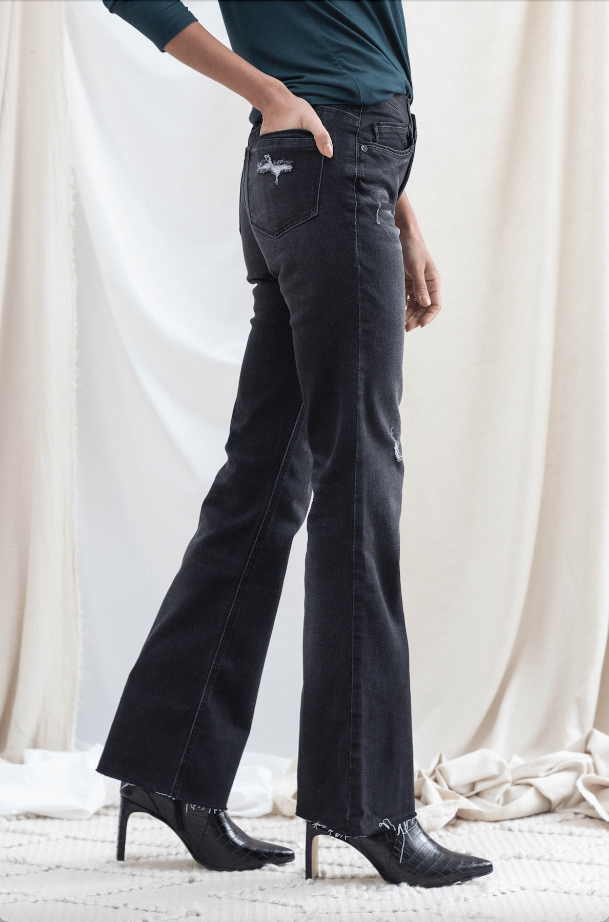 Black Vintage Boot With Raw Hem - Mainstream Boutique