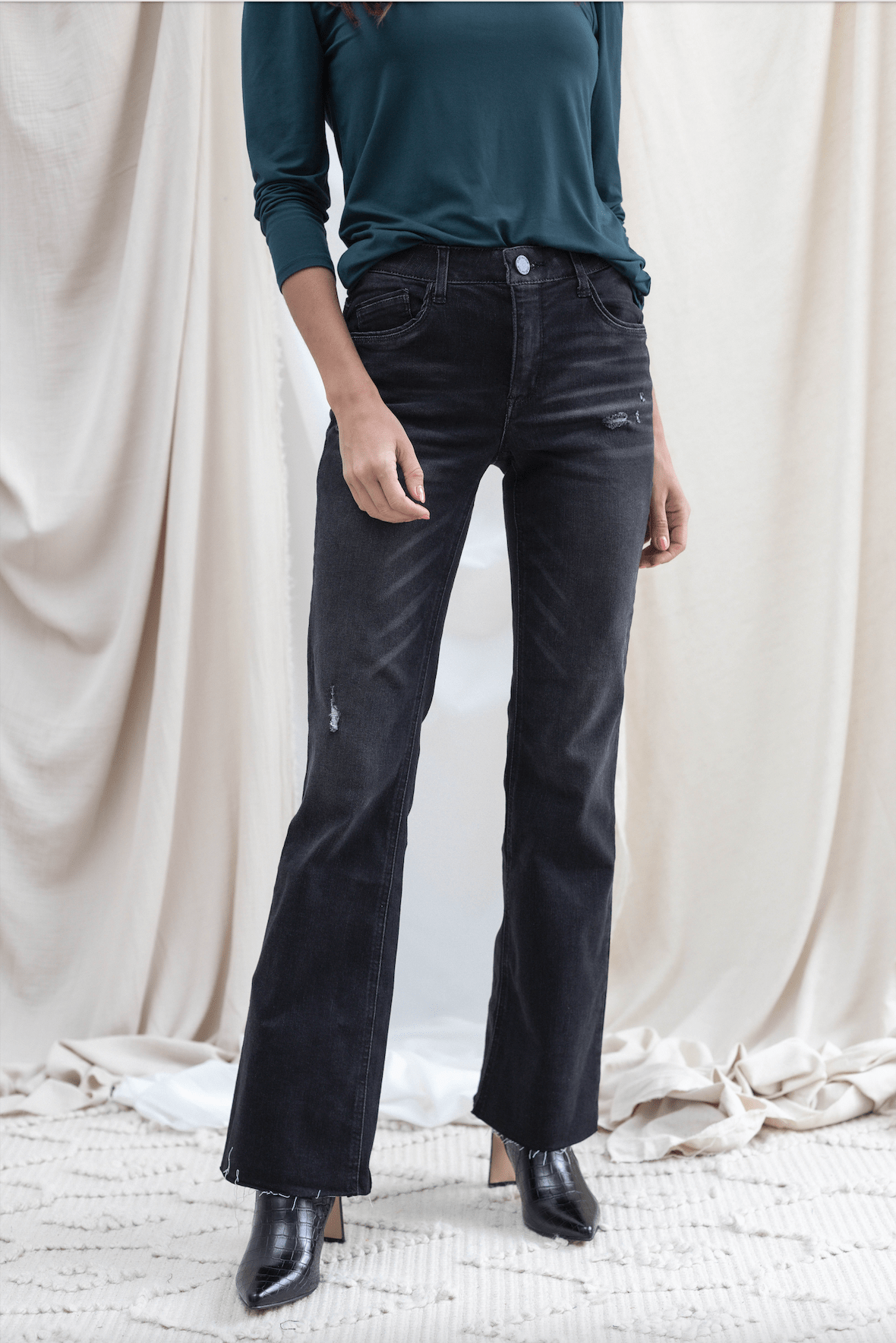 Black Vintage Boot With Raw Hem - Mainstream Boutique