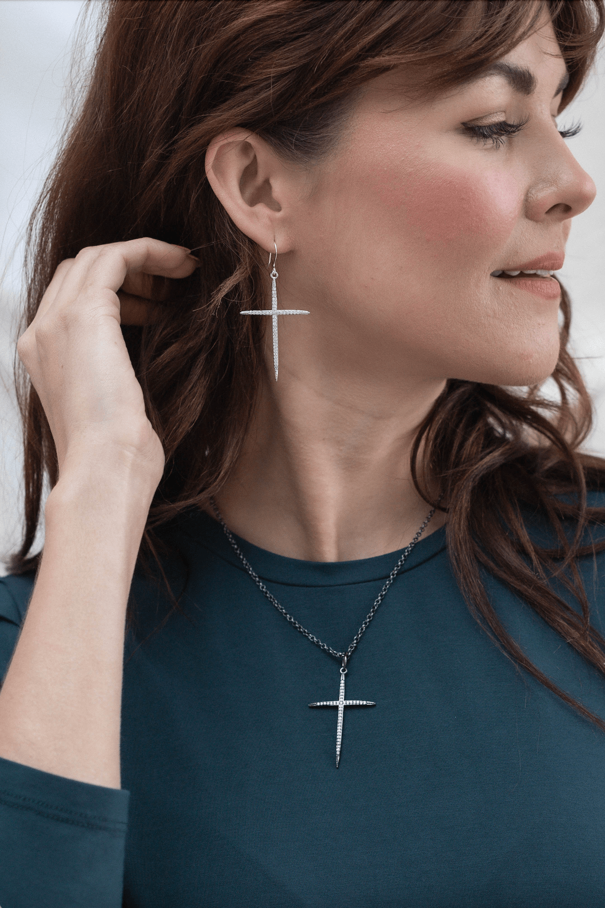 Pave Cross Earrings - Mainstream Boutique