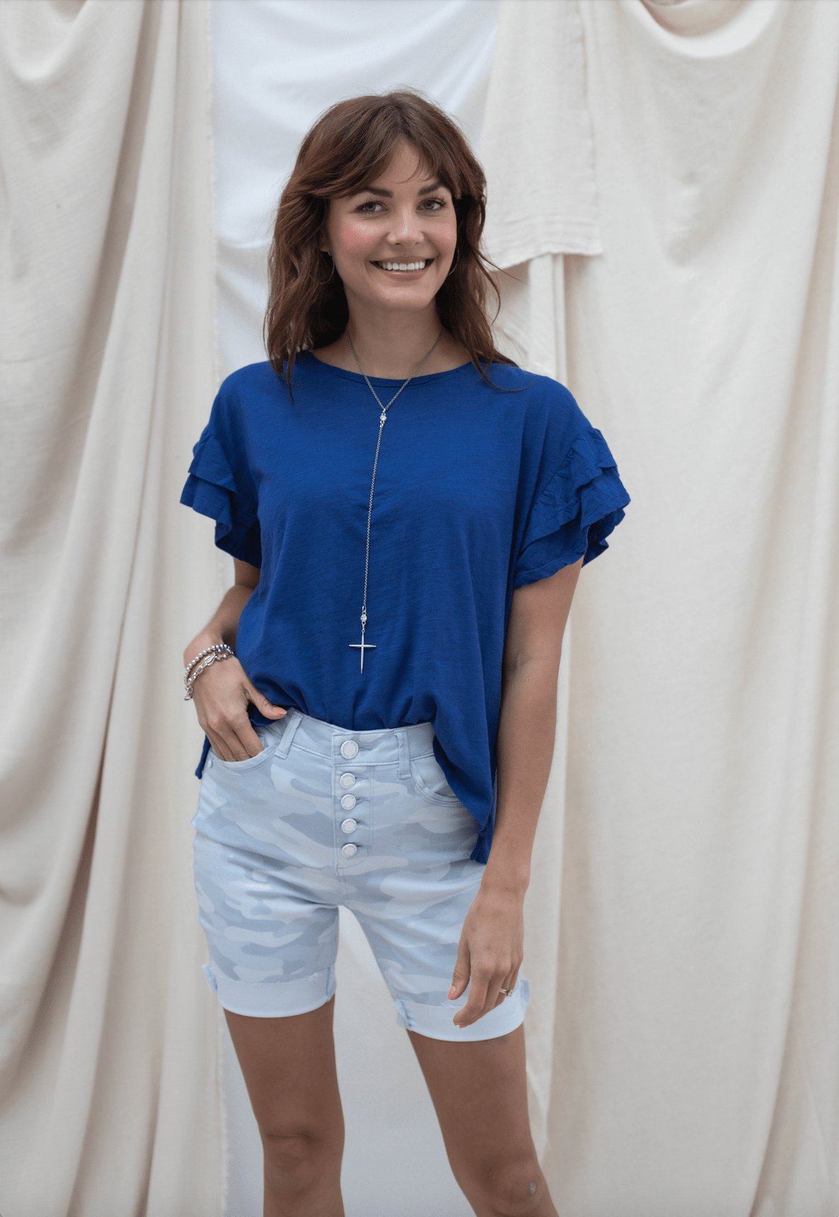 Camo Button Fly High Bermuda Shorts - Mainstream Boutique