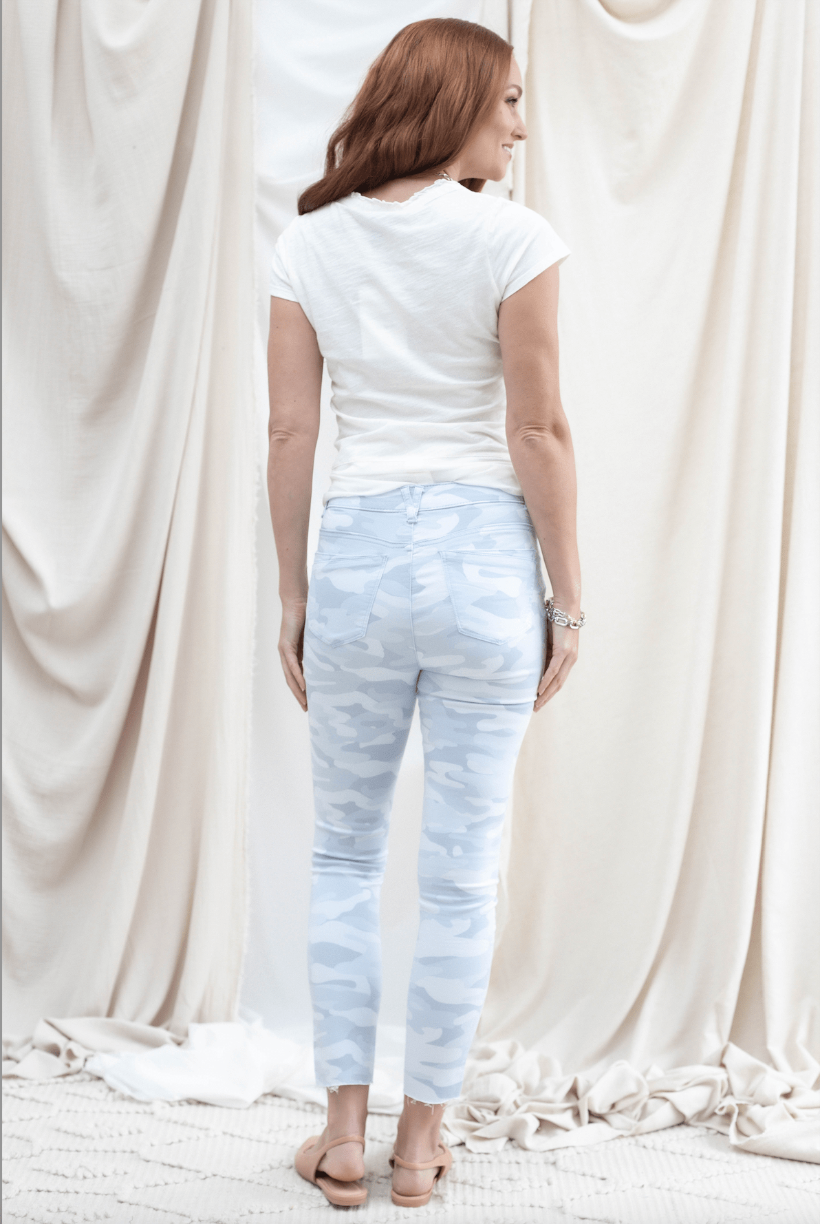 Camo Button Fly High Rise W/ Raw Hem - Mainstream Boutique