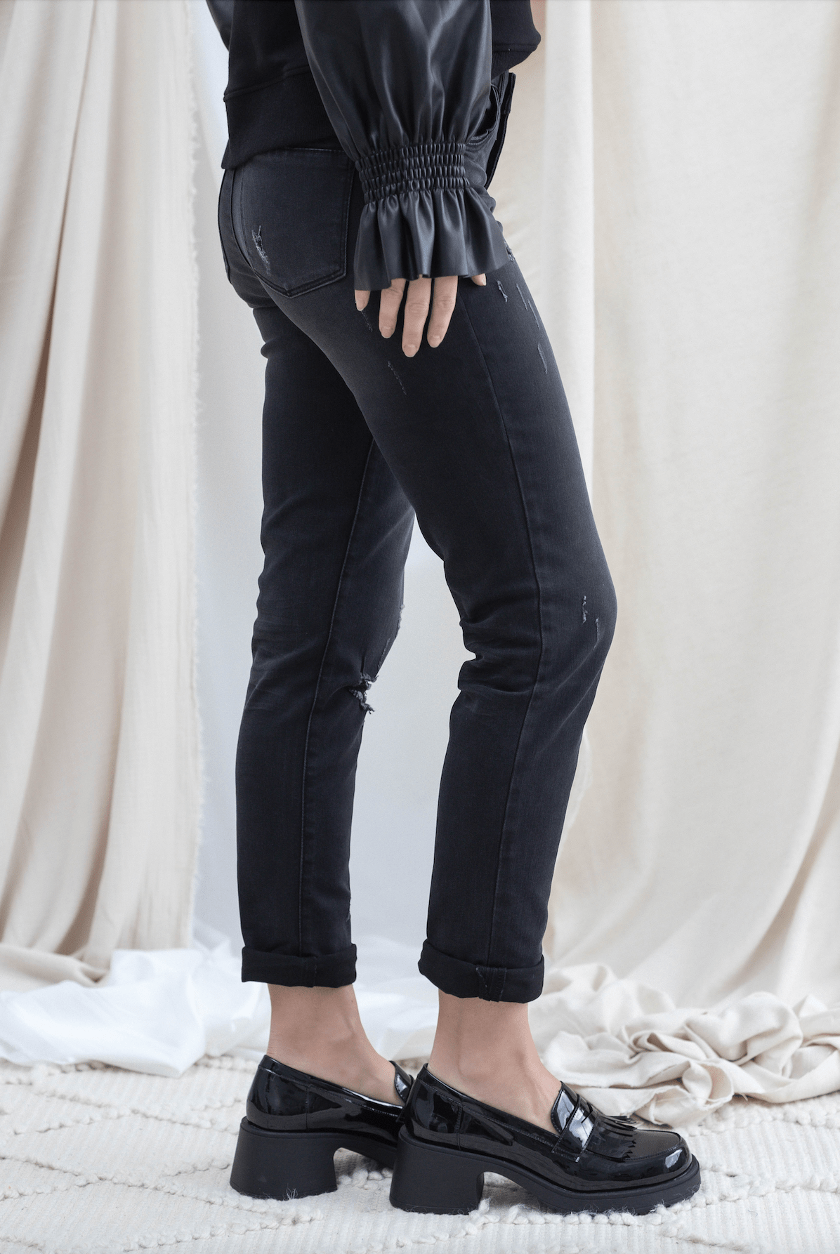 Black Vintage Girlfriend Straight Jean - Mainstream Boutique
