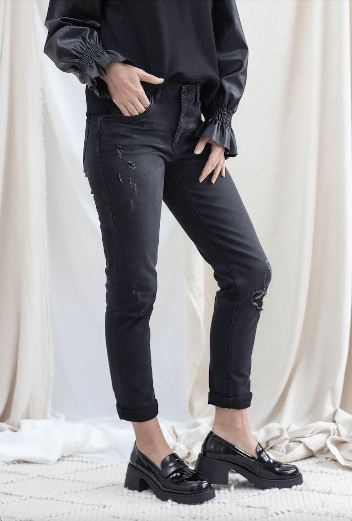 Black Vintage Girlfriend Straight Jean - Mainstream Boutique