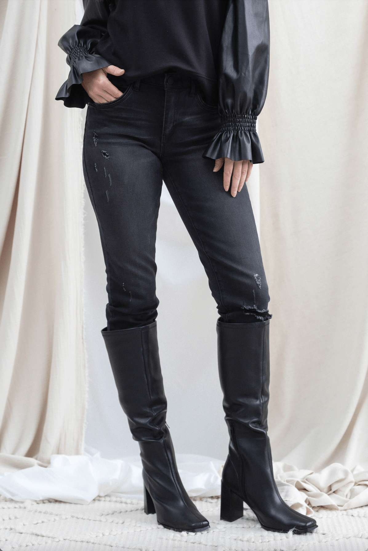 Black Vintage Girlfriend Straight Jean - Mainstream Boutique