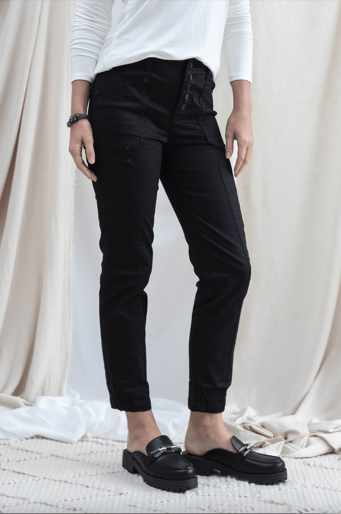 Button Fly High Rise Patch Pocket Utility - Mainstream Boutique