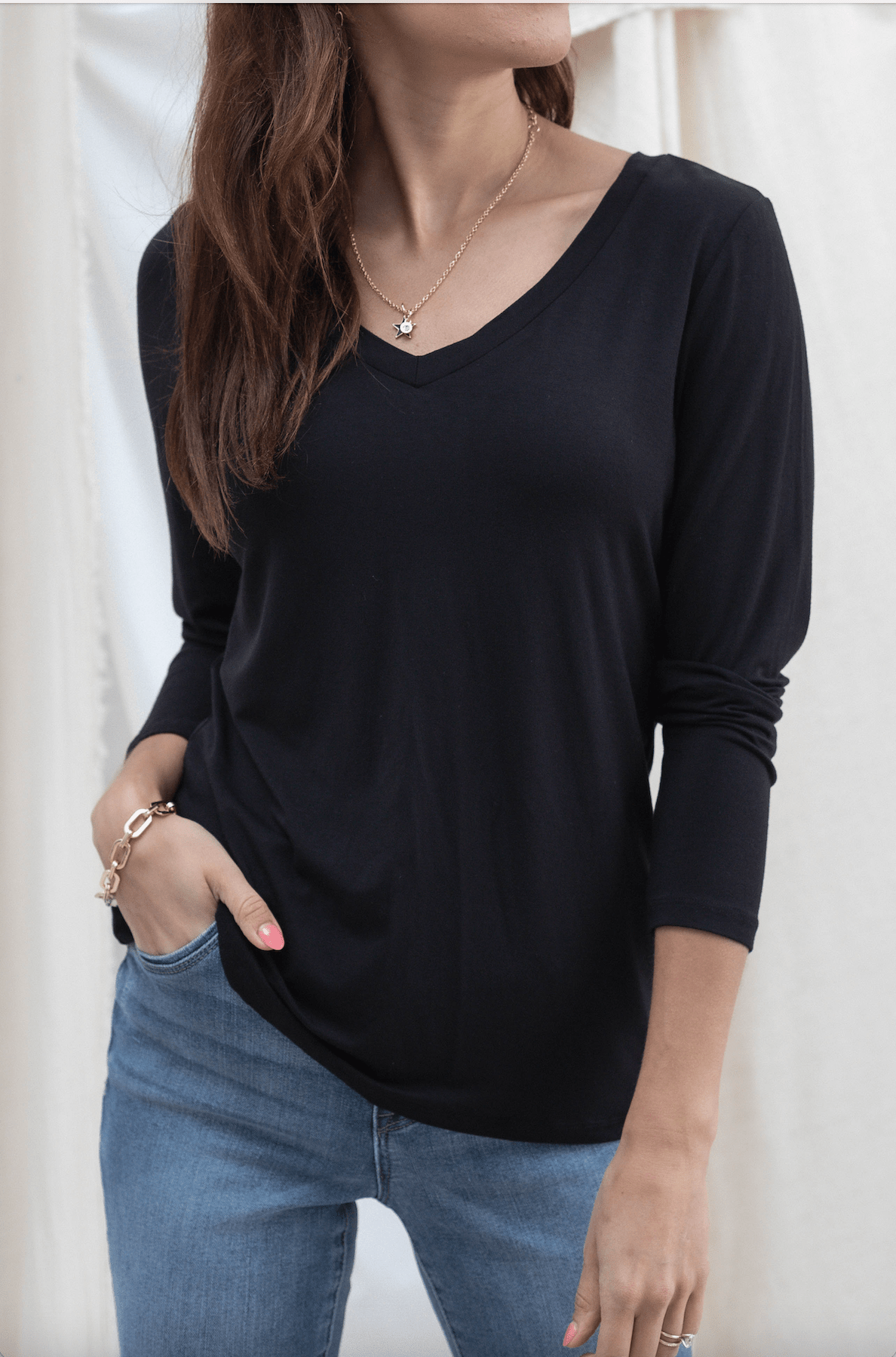 Everyday Long Sleeve V - Neck - 8 Colors - Mainstream Boutique