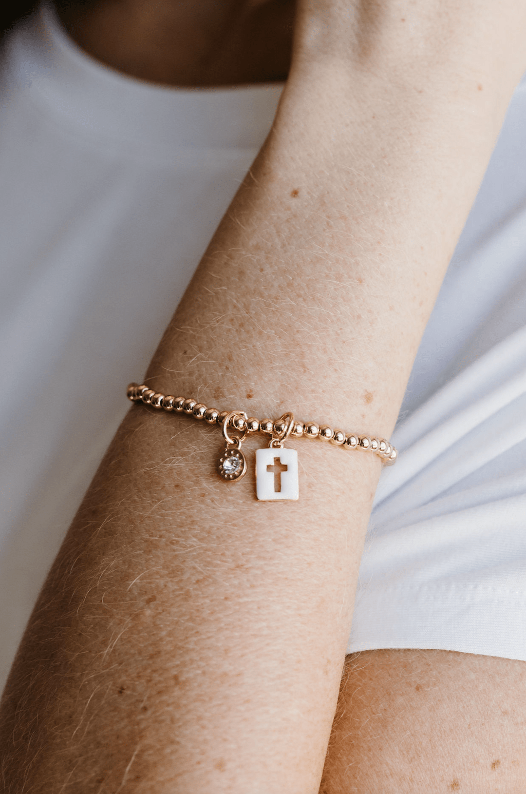 Enamel Cross Beaded Bracelet - Mainstream Boutique