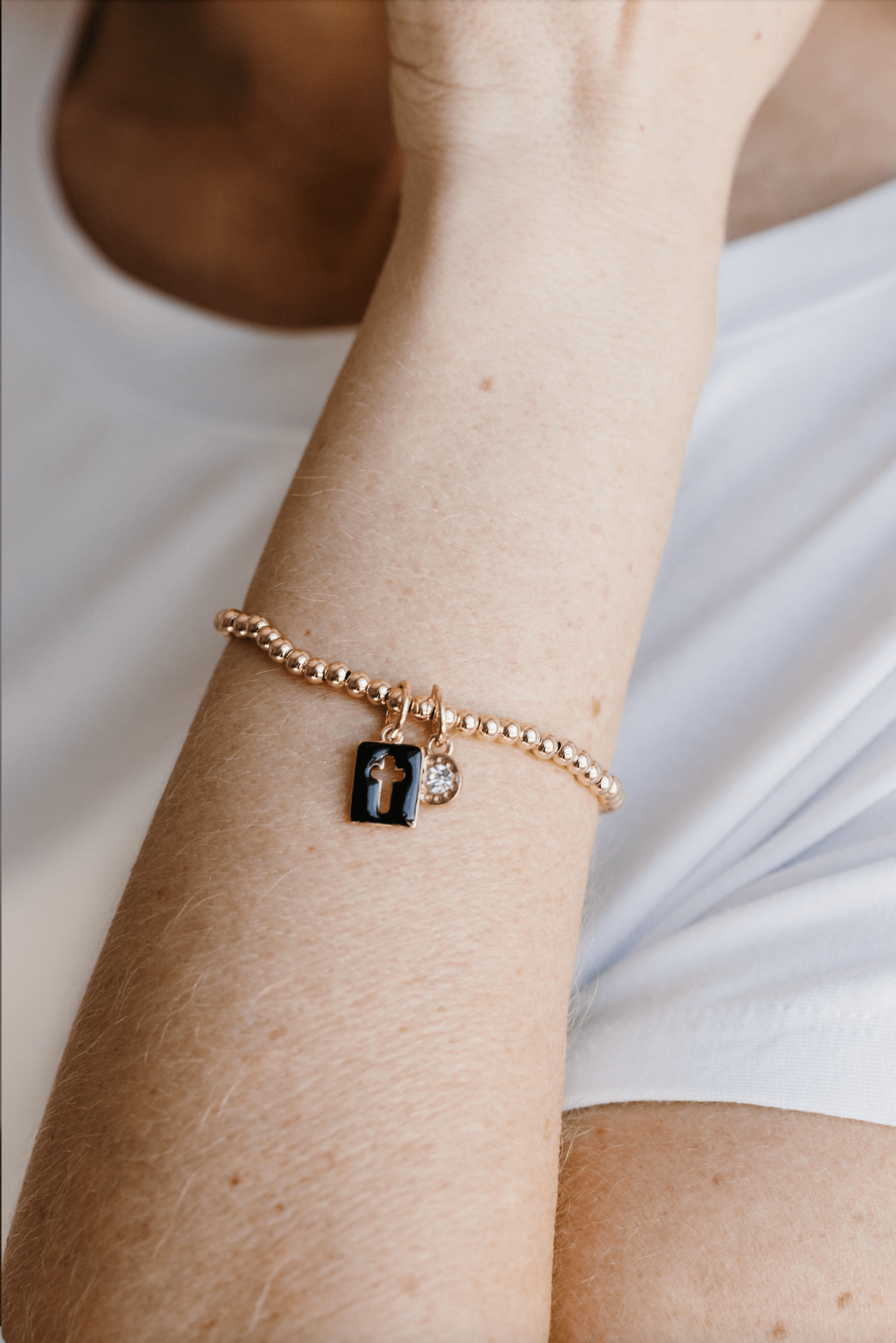 Enamel Cross Beaded Bracelet - Mainstream Boutique
