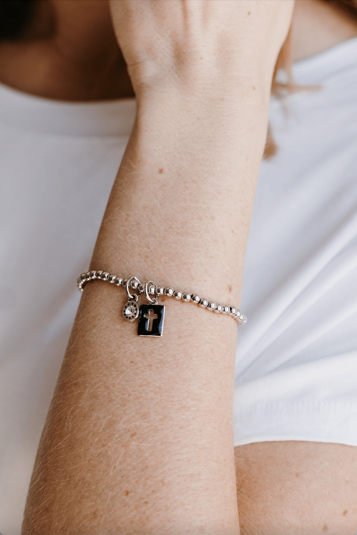Enamel Cross Beaded Bracelet - Mainstream Boutique