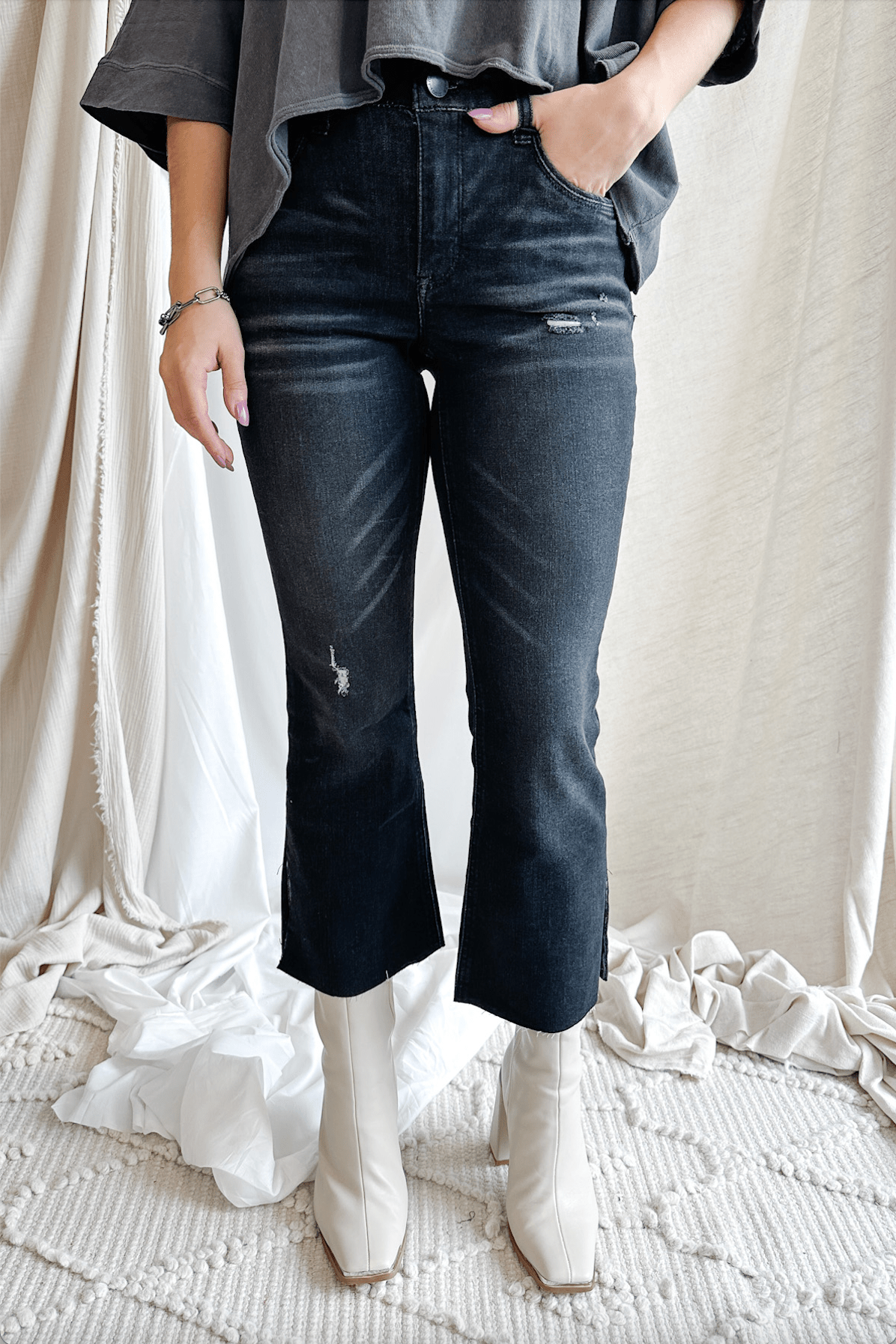Crop Flare W/ Side Slit - Mainstream Boutique